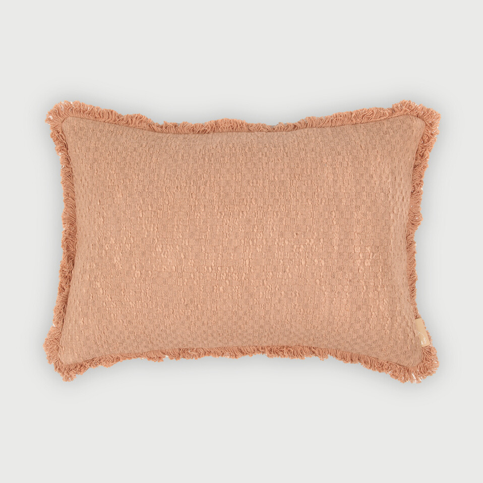 Reed Apricot Slub Oblong Cushion Cover