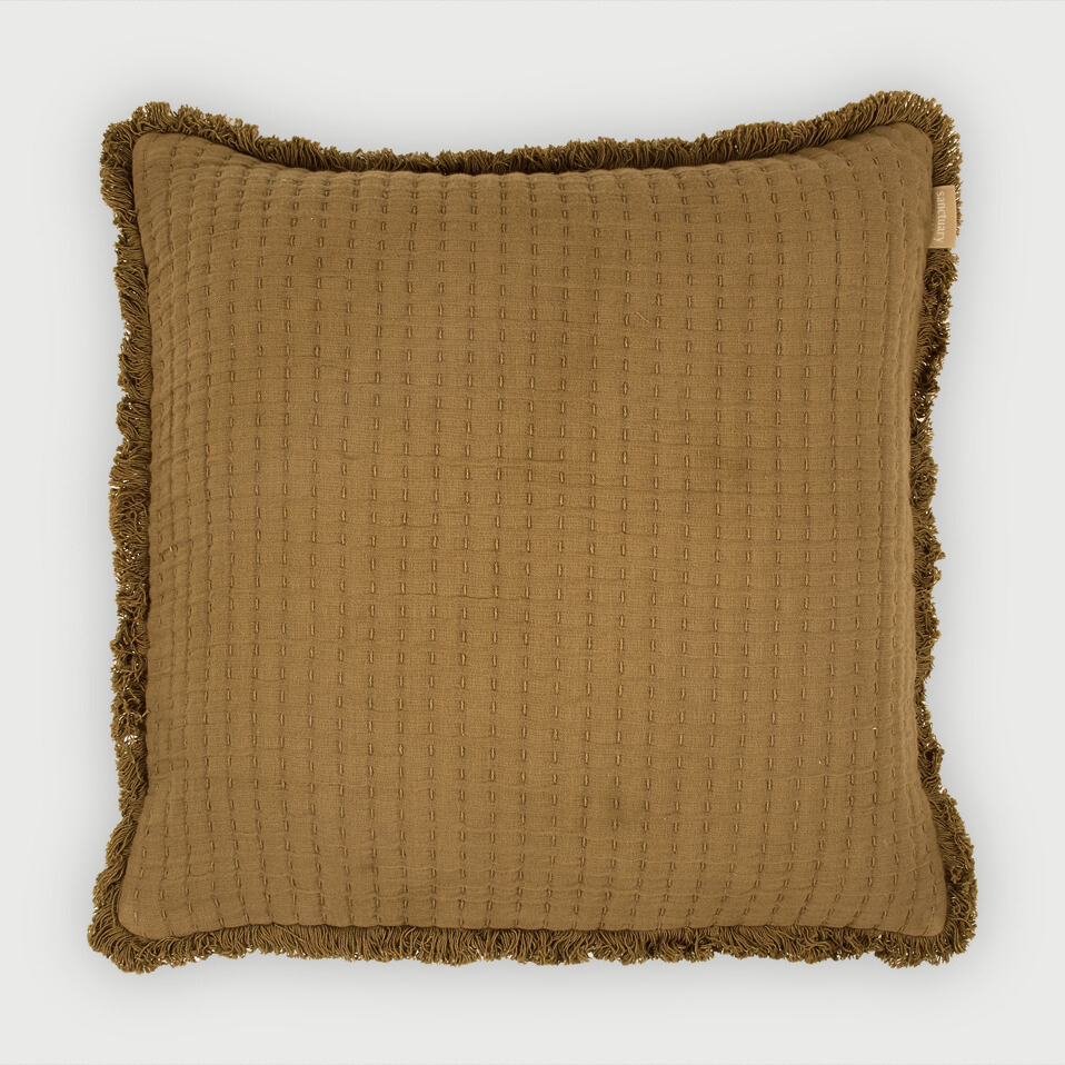 Trail Tan Brown Cotton Cushion Cover