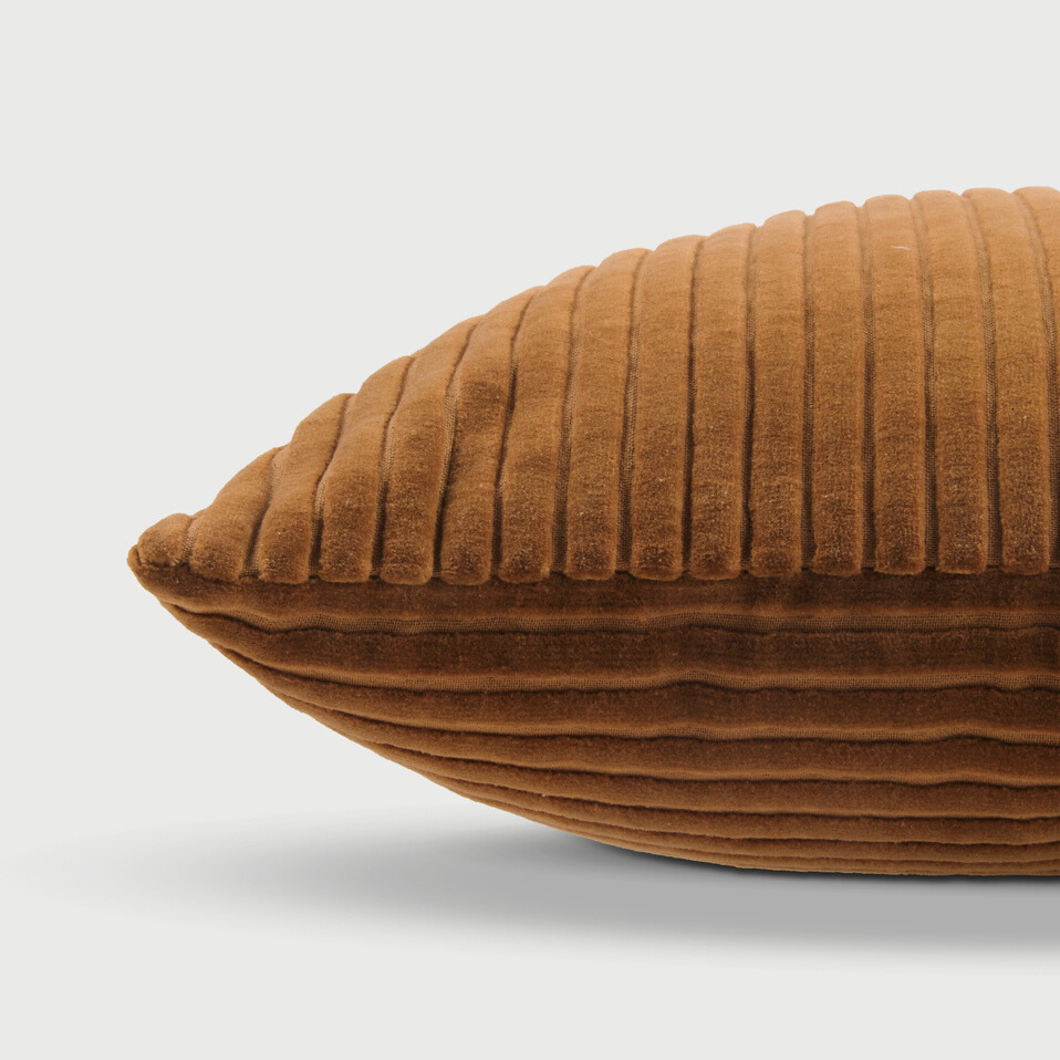Luna Tan Brown Velvet Oblong Cushion Cover