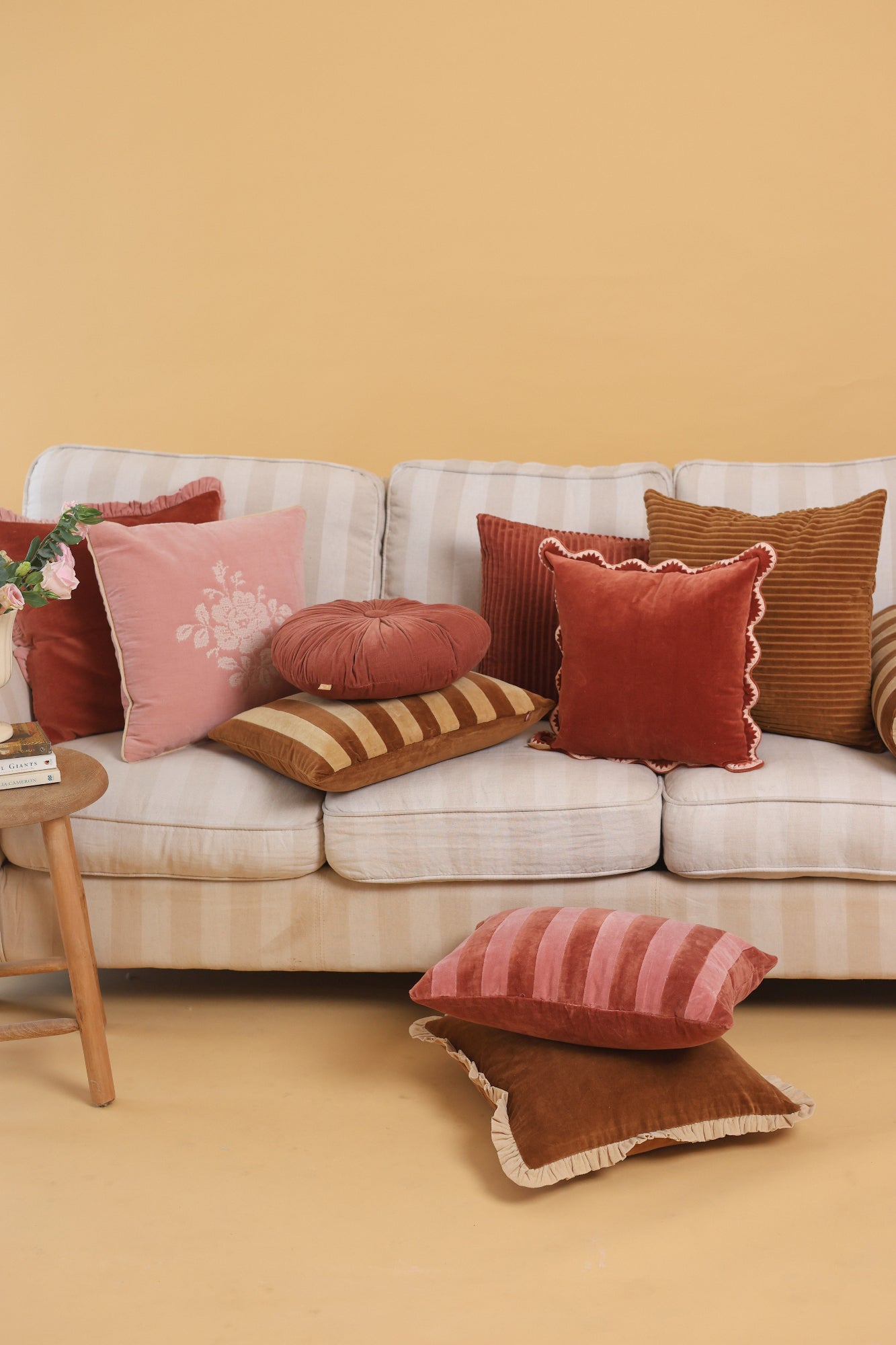 Luna Rhubarb Velvet Oblong Cushion Cover