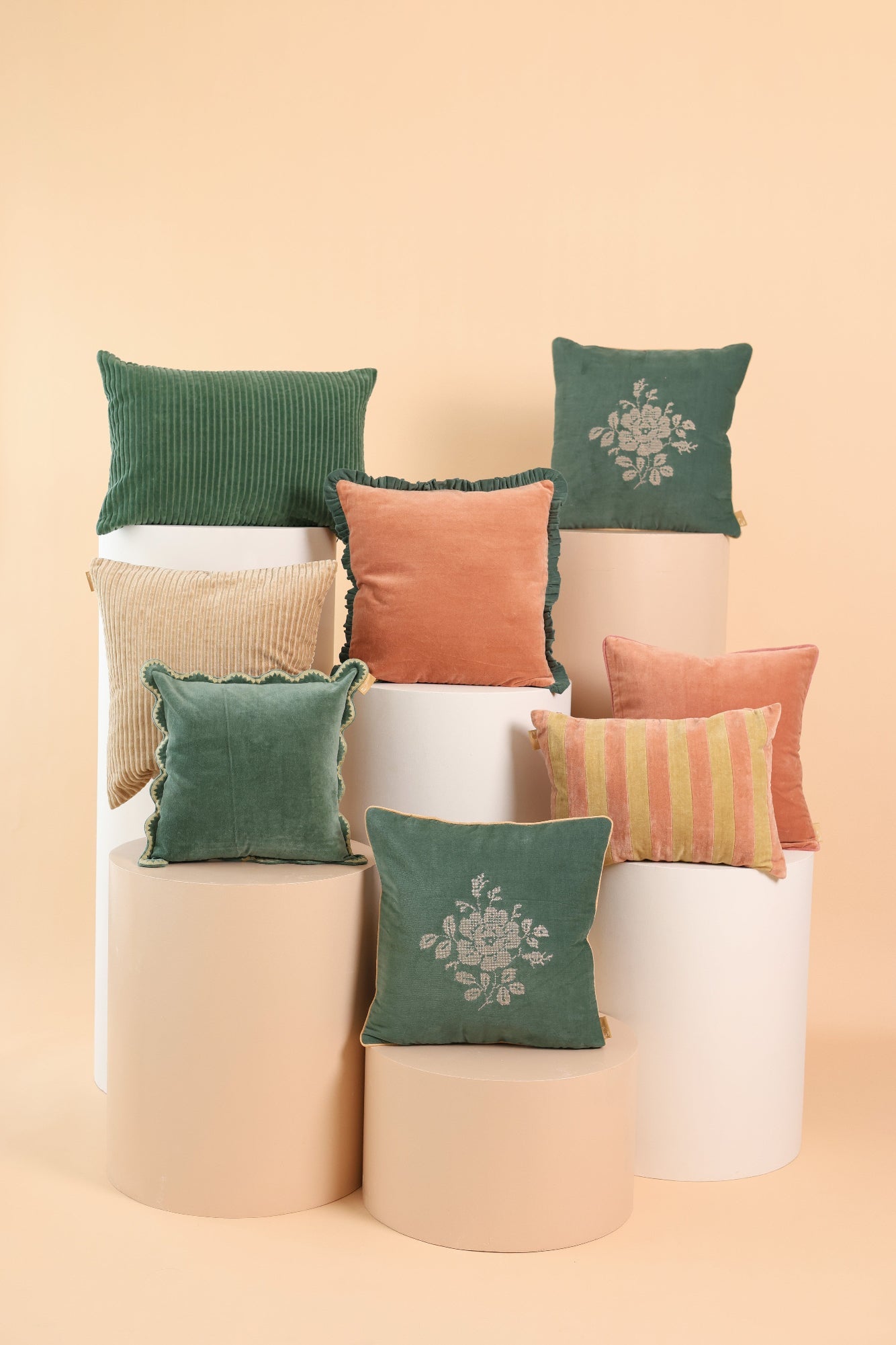 Luna Eucalyptus Velvet Oblong Cushion Cover