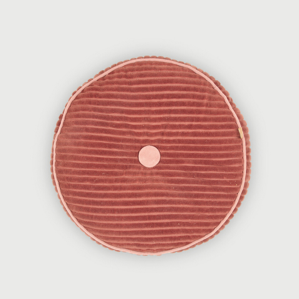 Luna Rhubarb Velvet Round Cushion