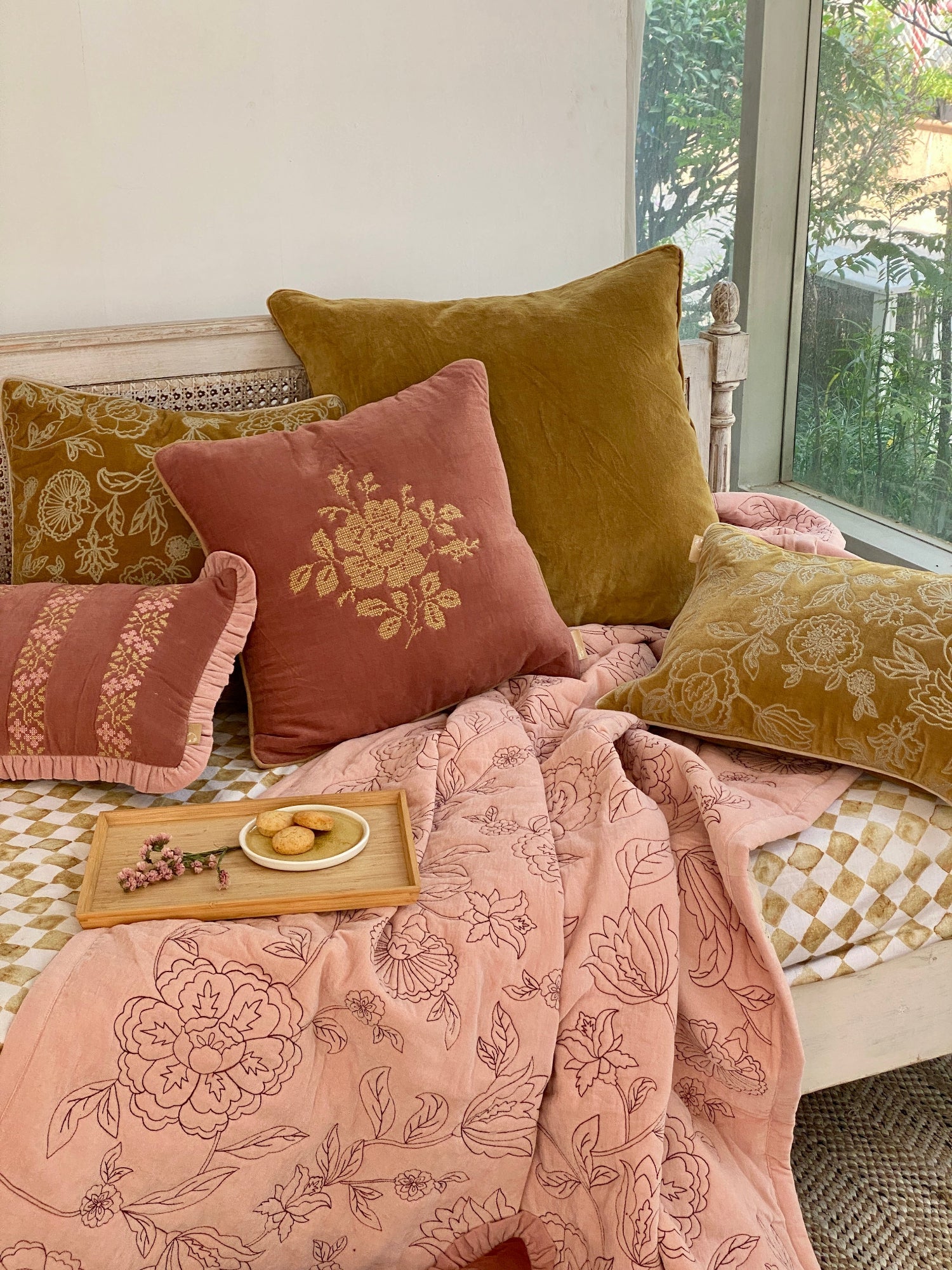 Rosabelle Chintz Deep Ochre Cushion Cover