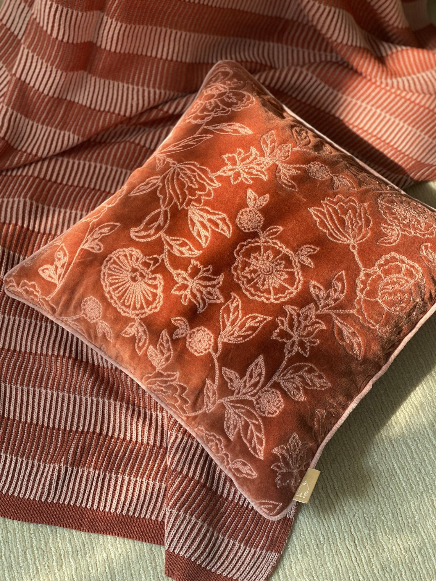 Rosabelle Chintz Rhubarb Cushion Cover