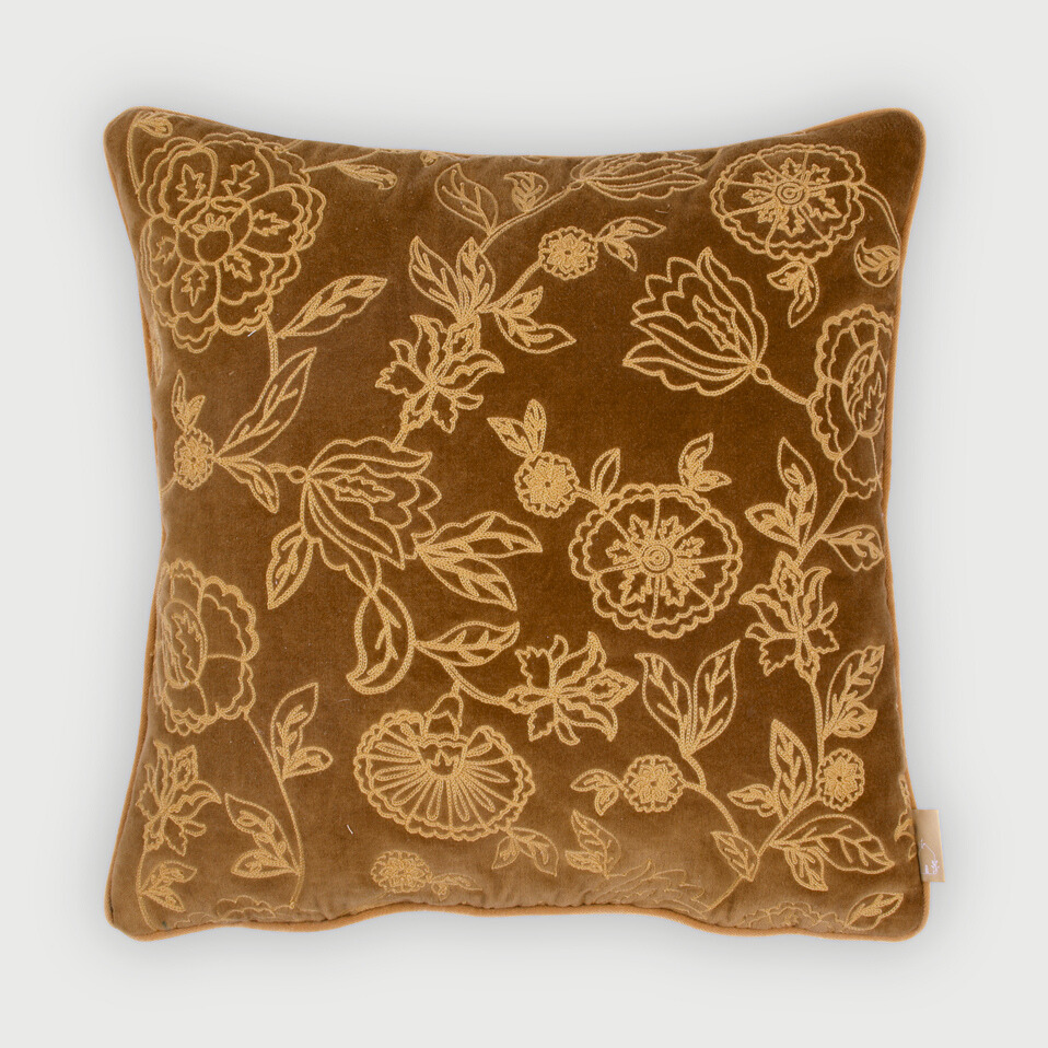 Rosabelle Chintz Tan Brown Cushion Cover