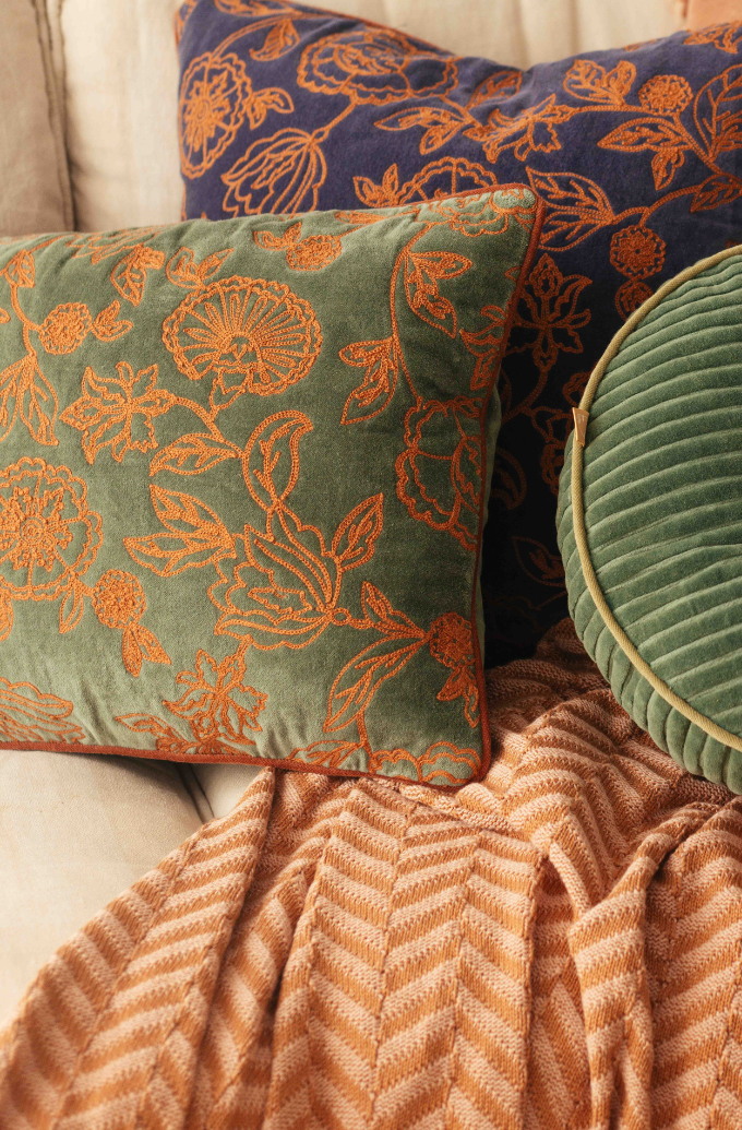 Rosabelle Chintz Eucalyptus Oblong Cushion Cover