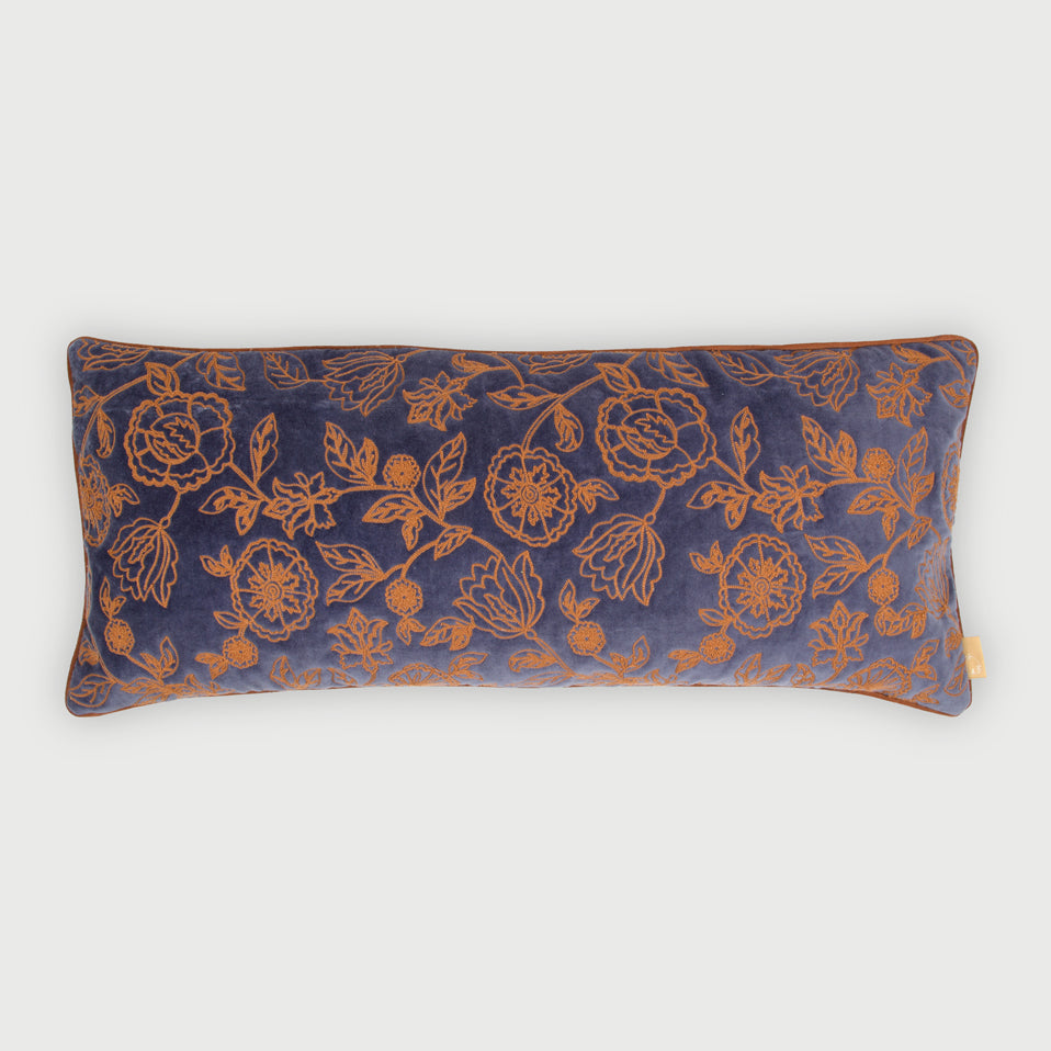 Rosabelle Chintz Cobalt Blue Lumbar Cushion Cover