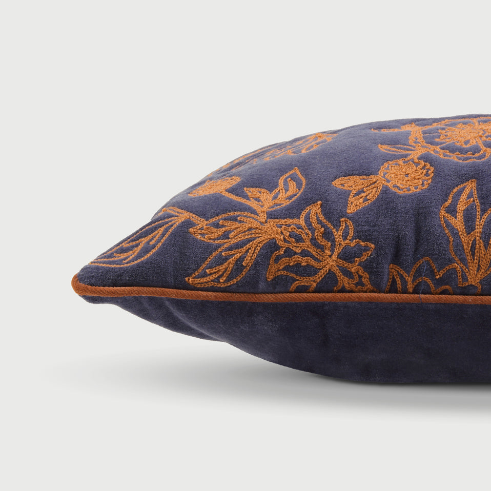 Rosabelle Chintz Cobalt Blue Lumbar Cushion Cover