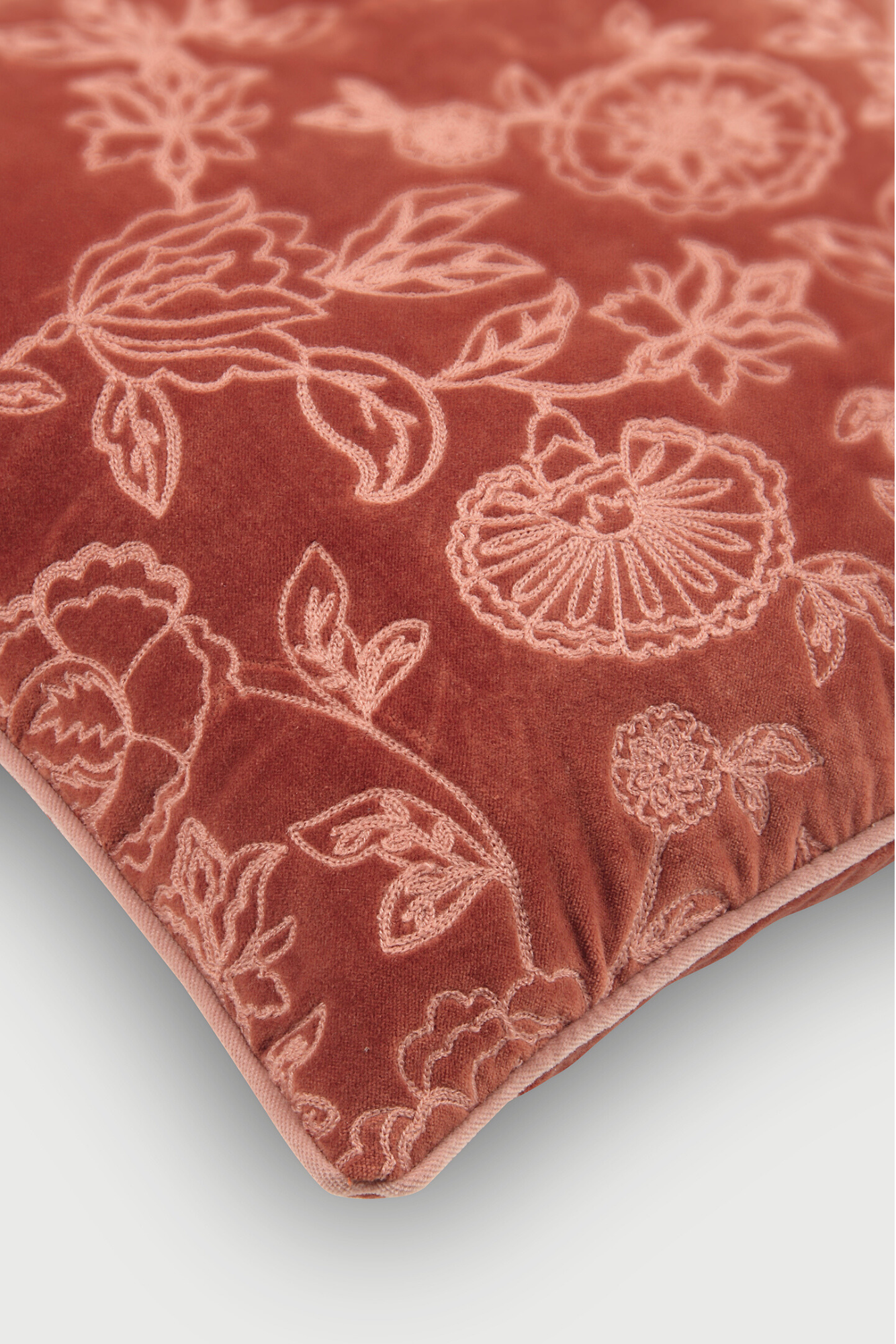 Rosabelle Chintz Rhubarb Lumbar Cushion Cover