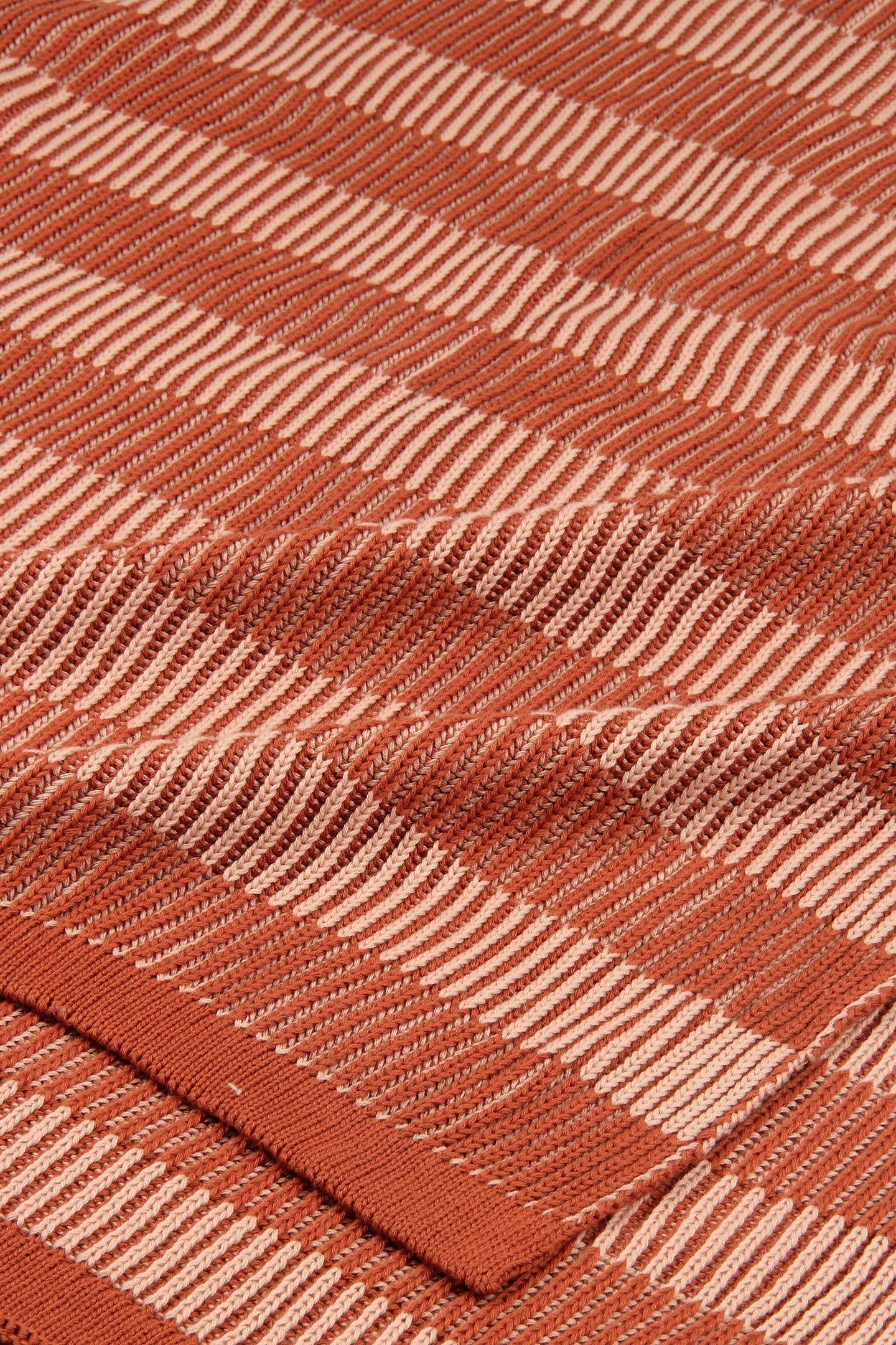 Striped Rhubarb Cotton Knitted Throw