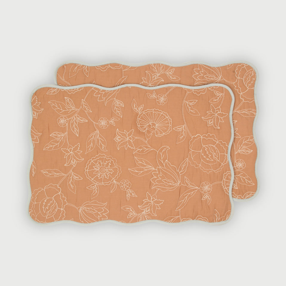 Rosabelle Chintz Spice Scallop Mats-Set of 2
