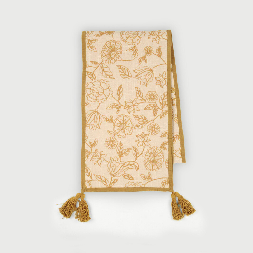 Rosabelle Chintz Ochre Table Runner