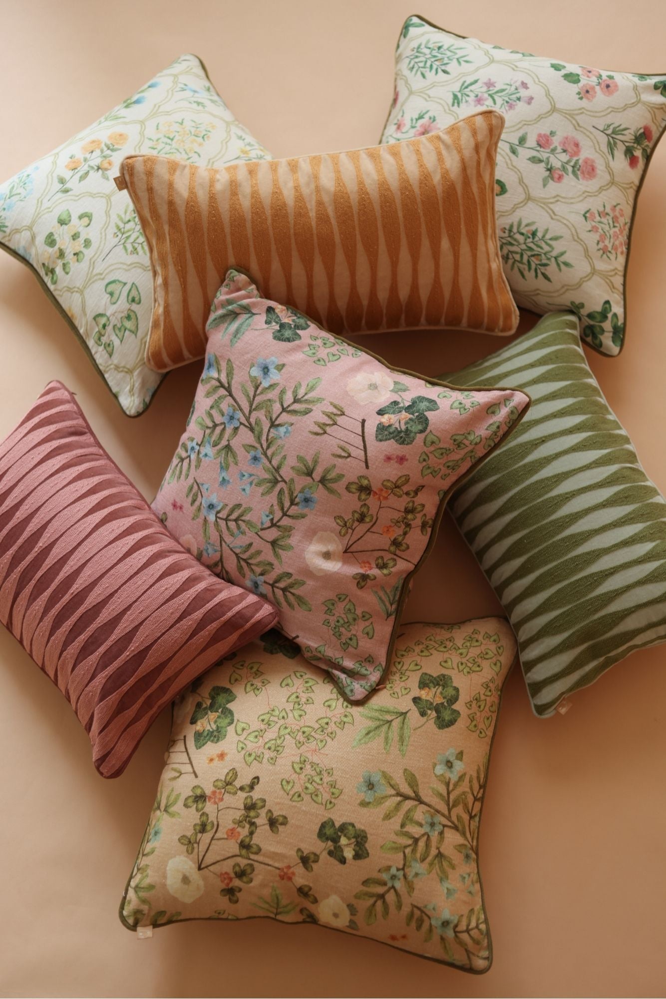 Valley Peach Linen Cushion Cover