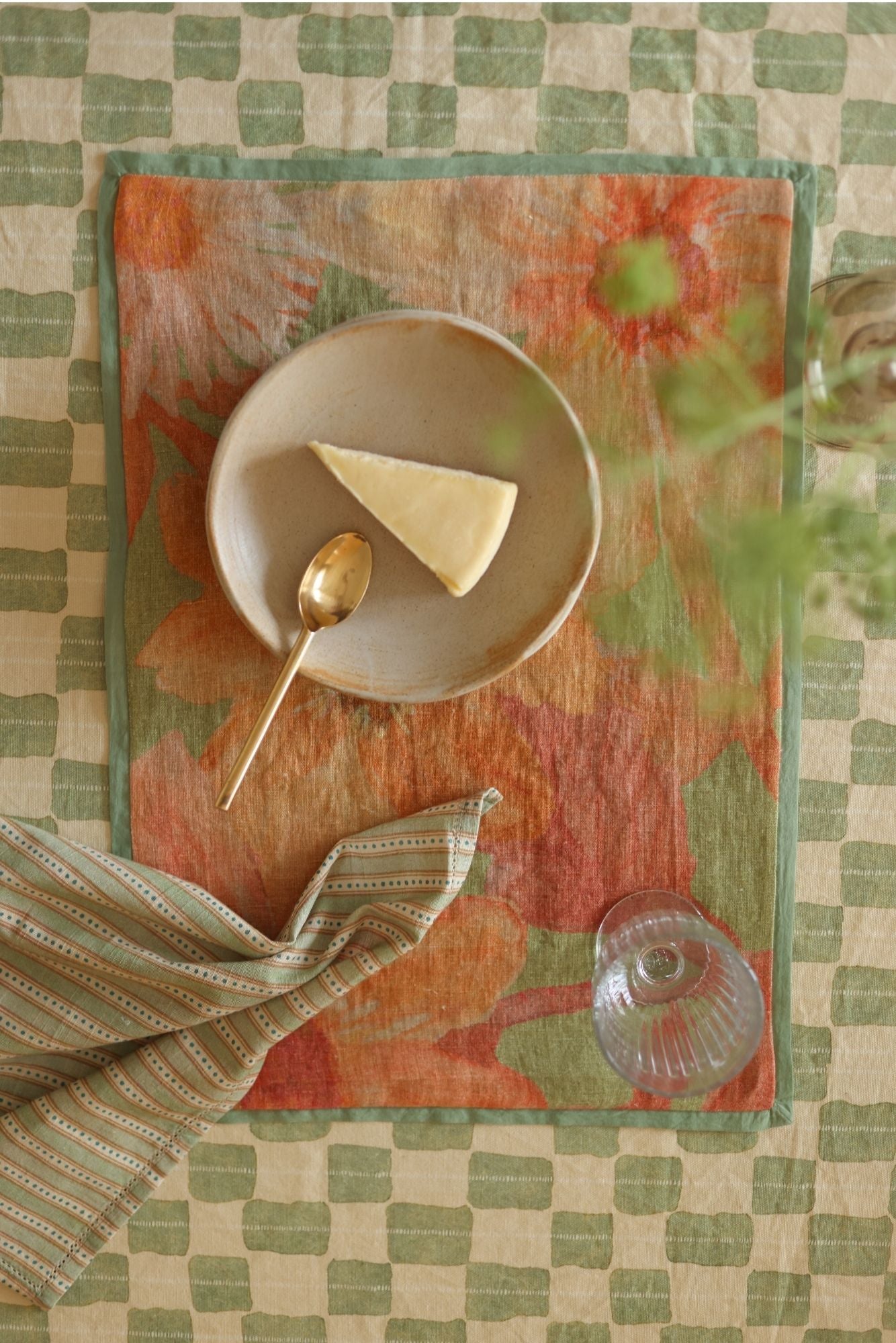 Wildflower Coral Linen Table Mats-Set of 2