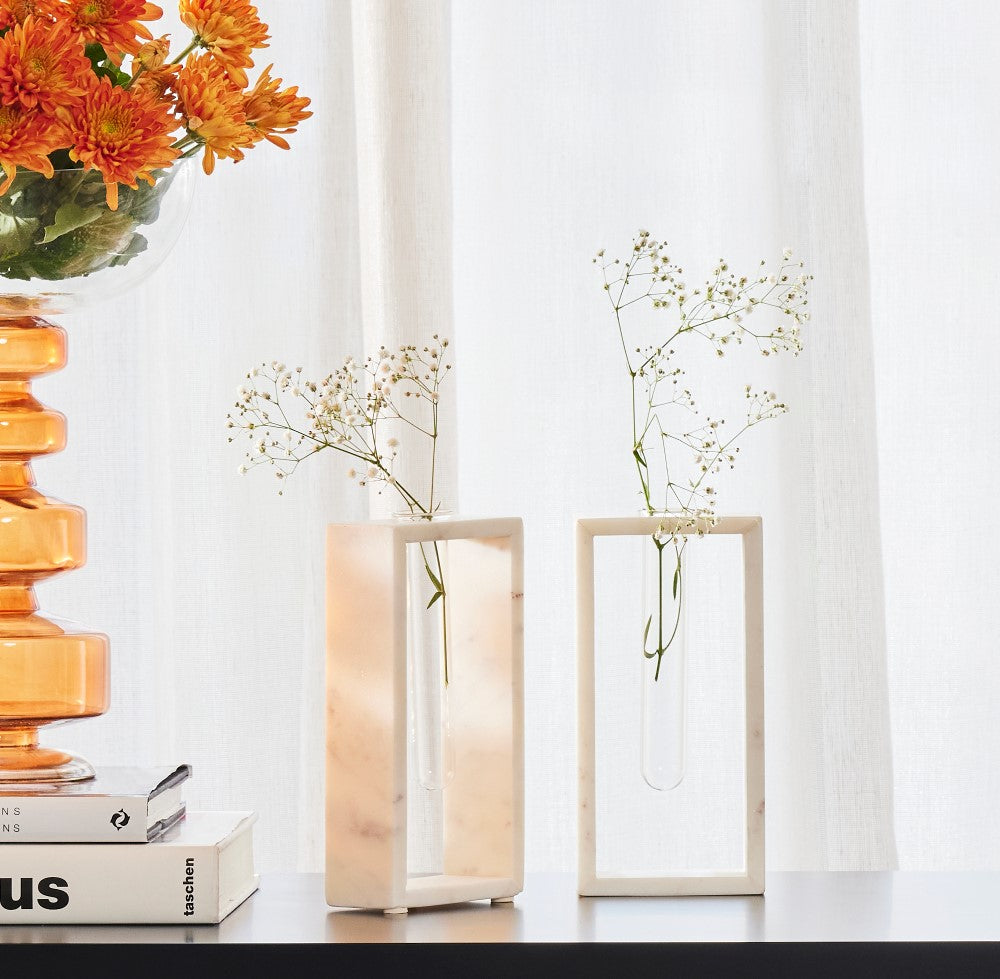 TUBULE - IVORY MARBLE GLASS DECOR VASE