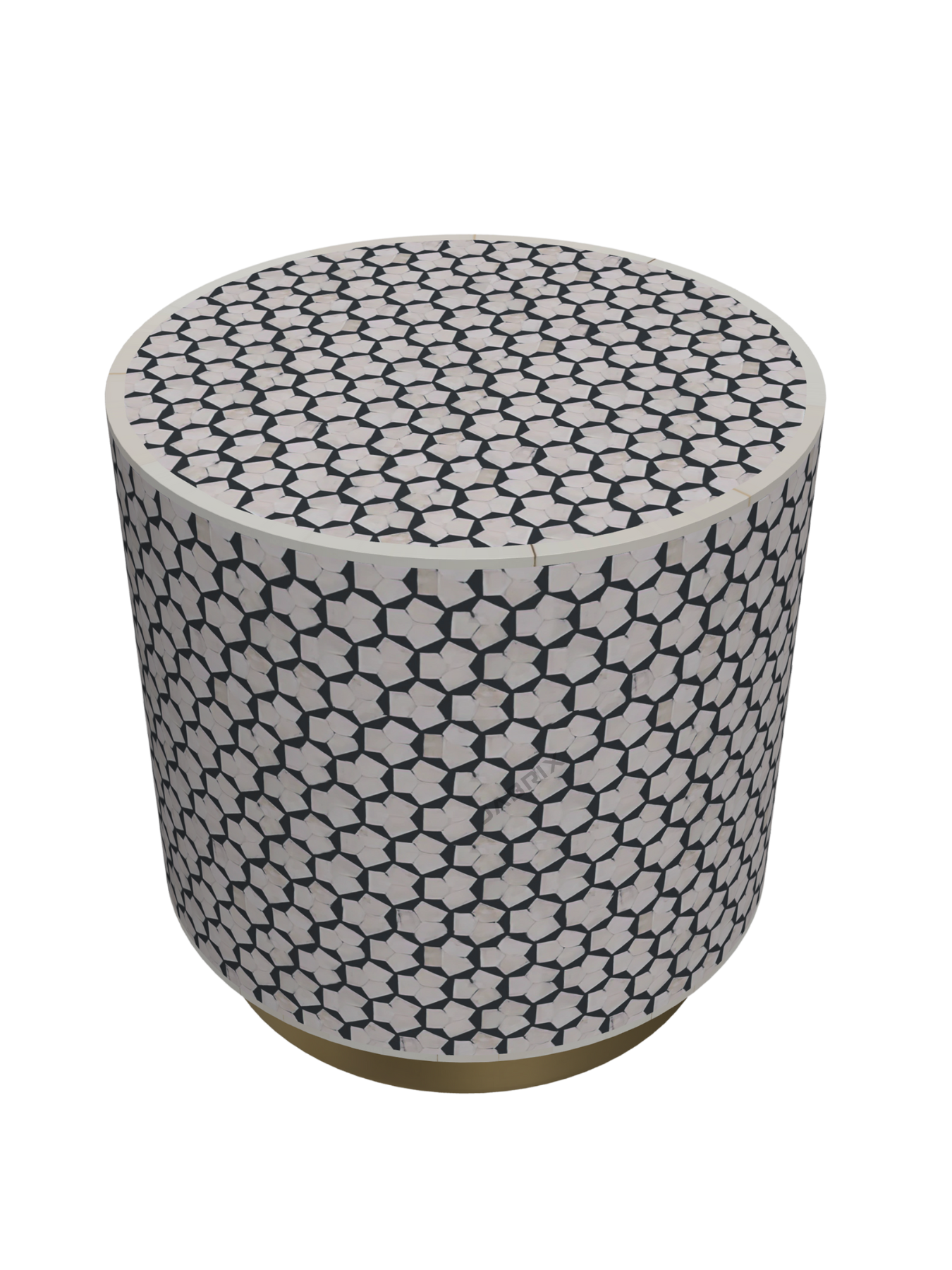 Inlay Drum Side Table with Base - Targua