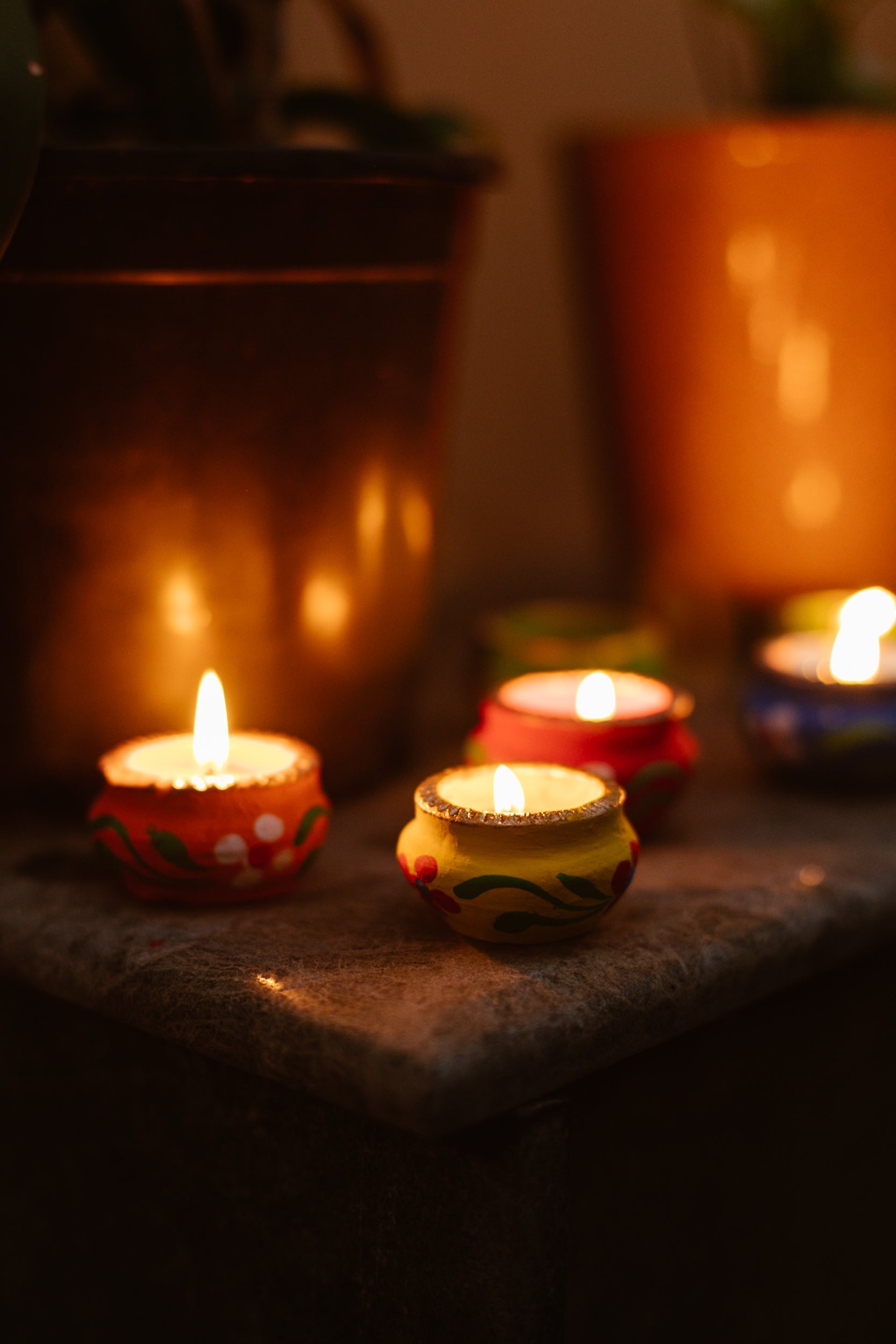 Soy Wax Diya Candles | Matki Design | Set of 6