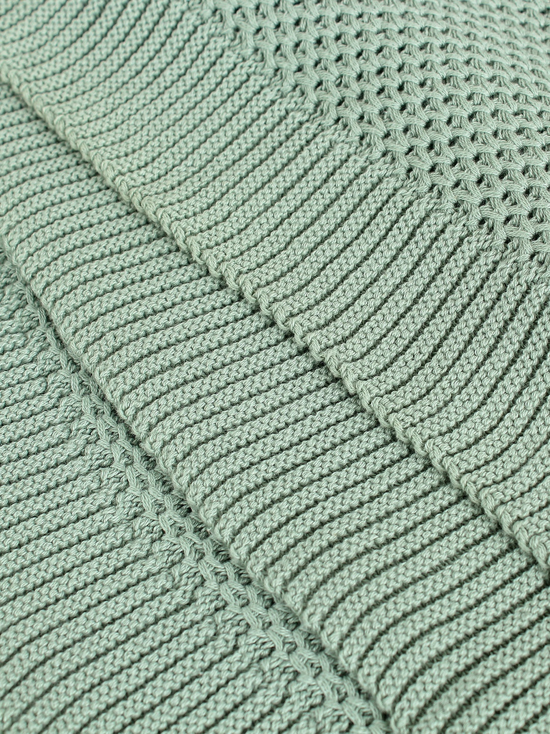 Solid Knitted Throw - Green