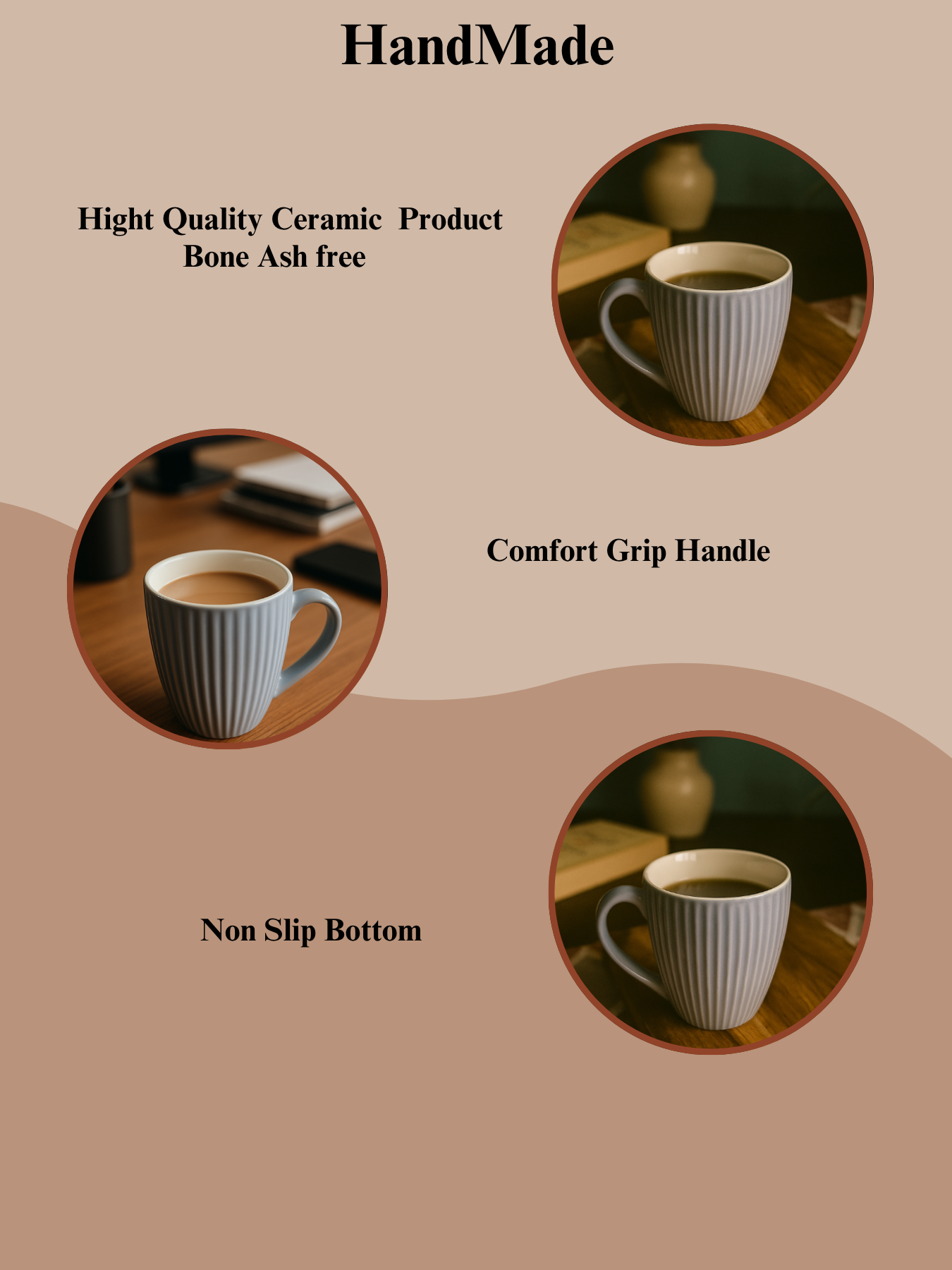 Brown Ceramic Coffee Mug – 350ML