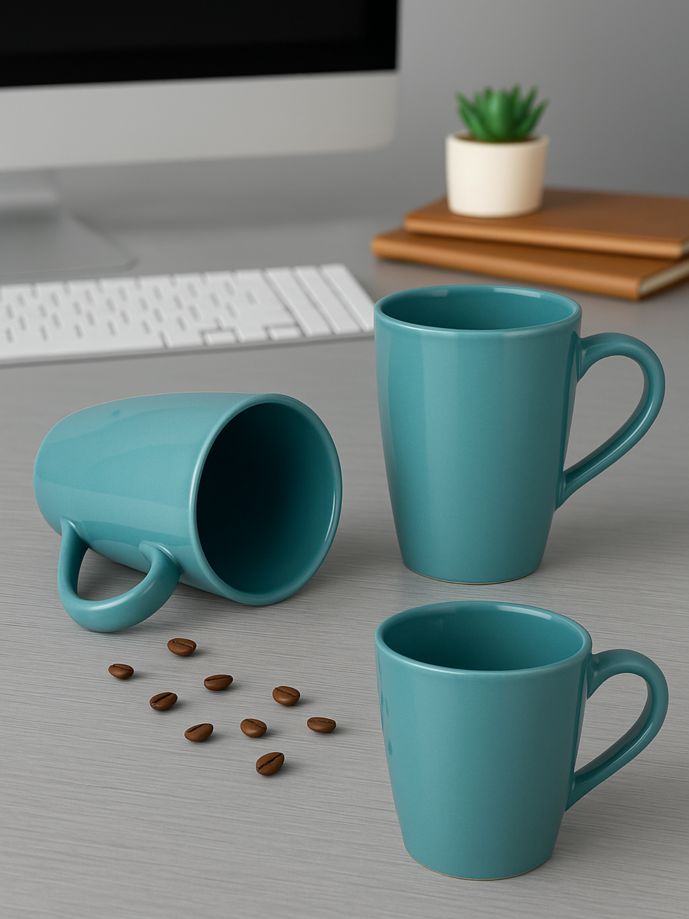 Midnight Blue Ceramic Coffee Mug – 350ML Set Of 3