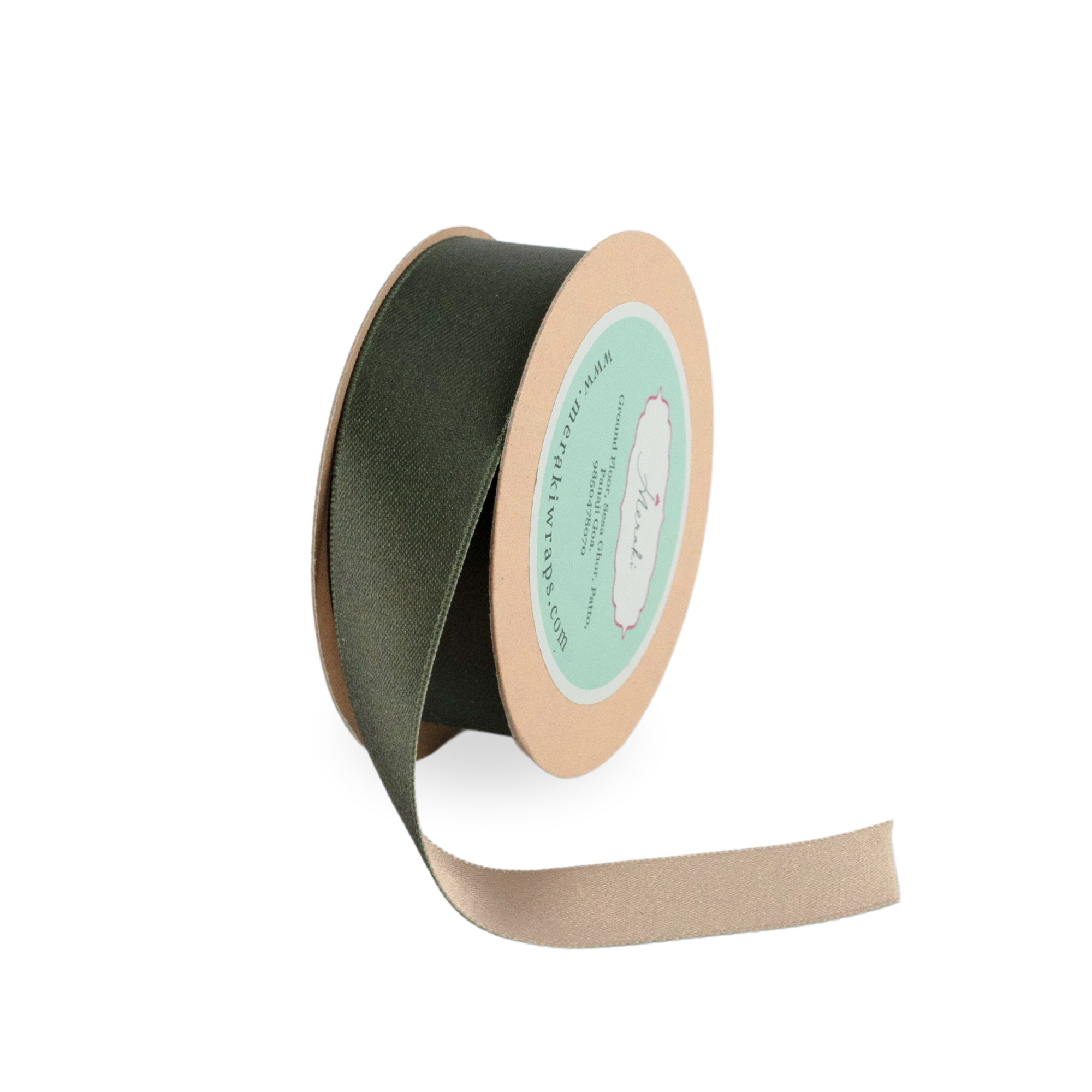 Dark Green & Tan - Reversible Ribbon