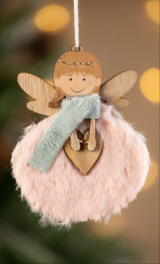Pink Plush Angel Hanging Ornament_CC71