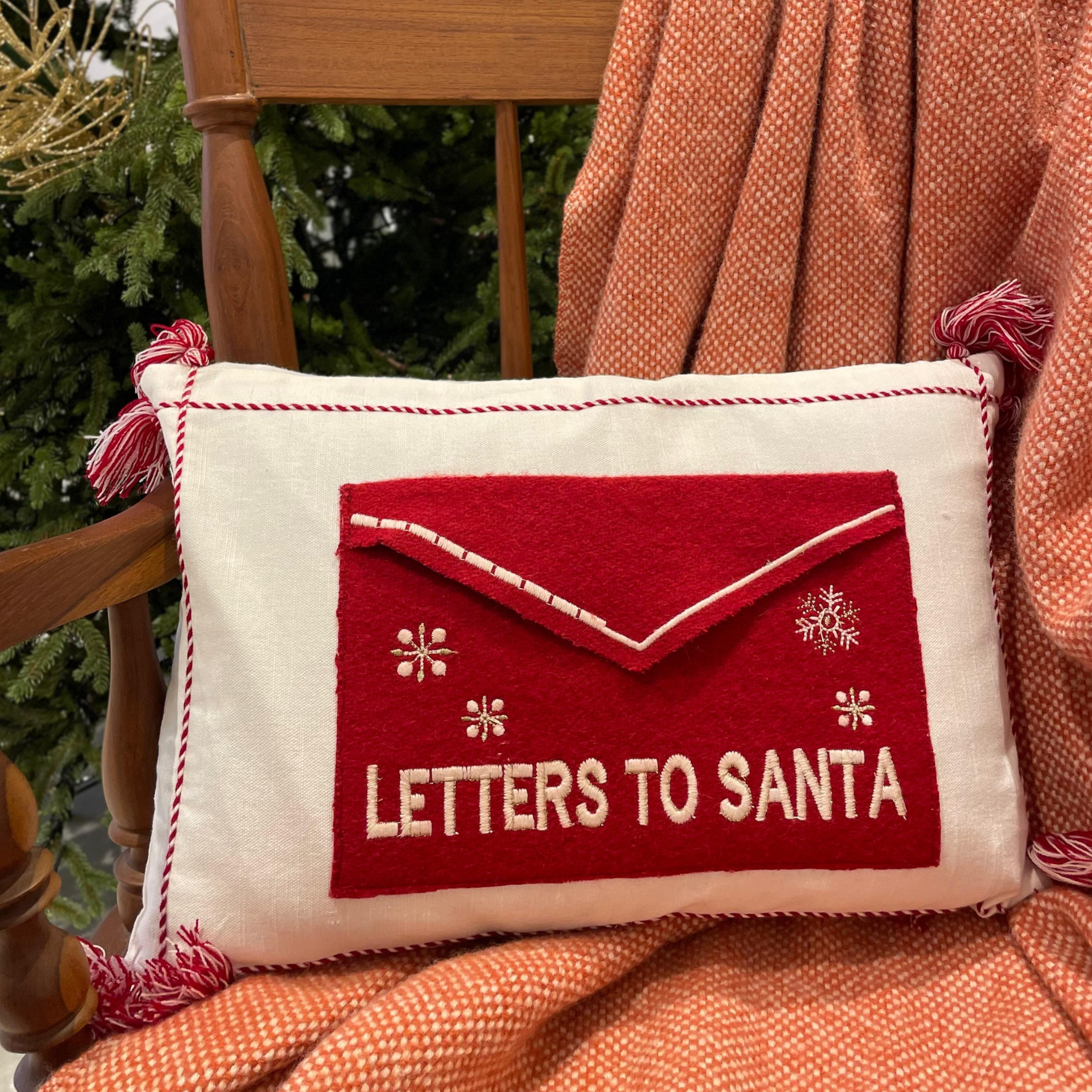 Christmas Linen Cushion Covers - Letters to Santa (Envelope) (12"x18")