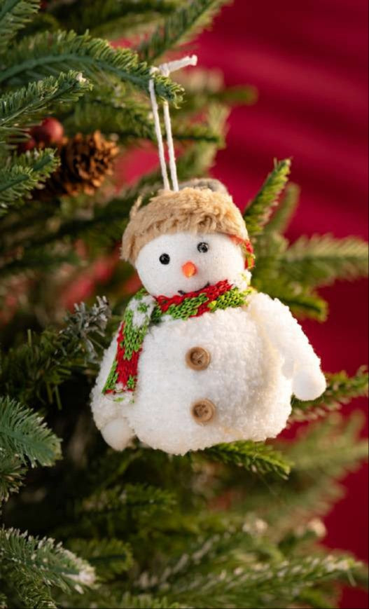 Hanging Plush Snowman Hanging Ornament with Scarf_CC69