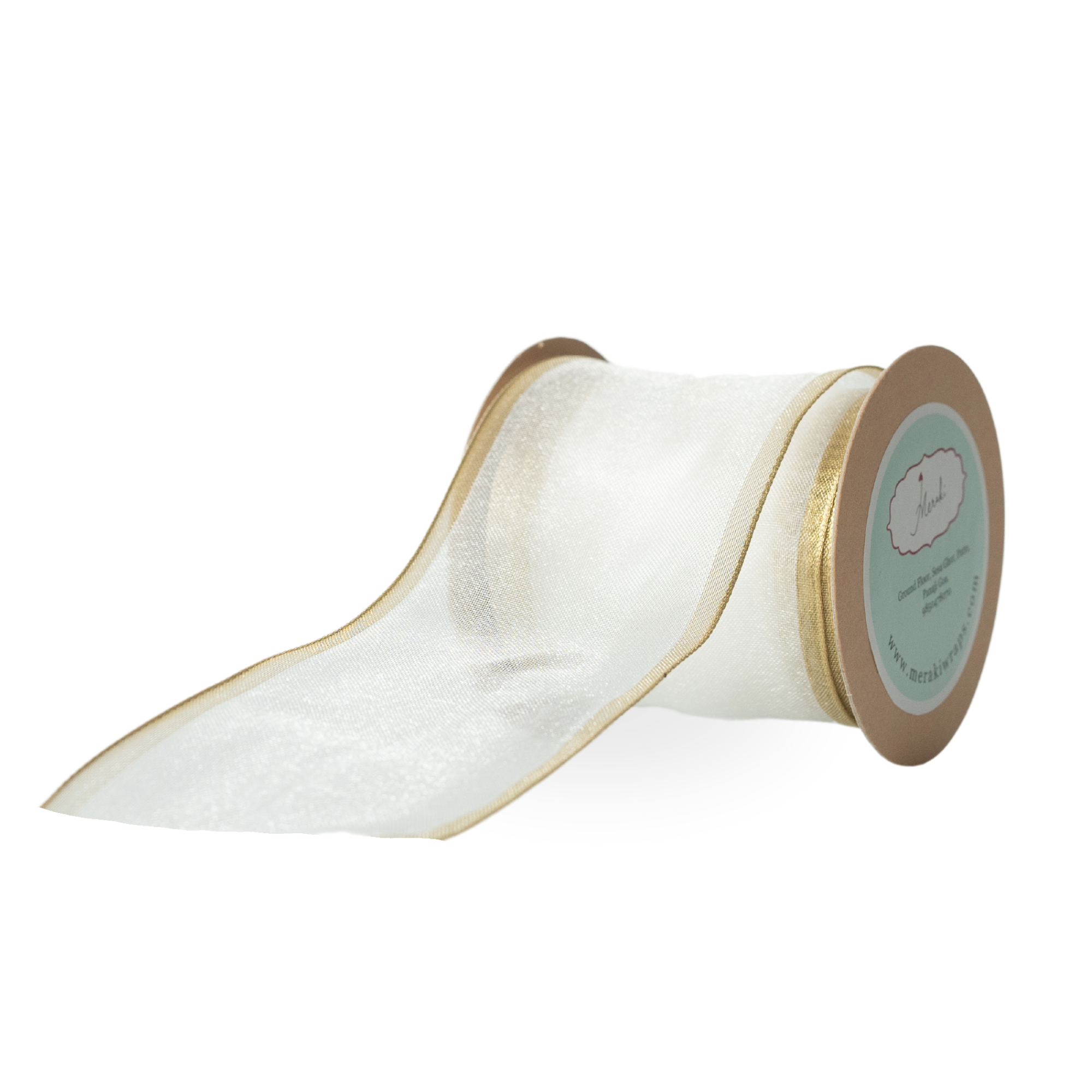 White Sheer with Gold Satin Edges Ribbon