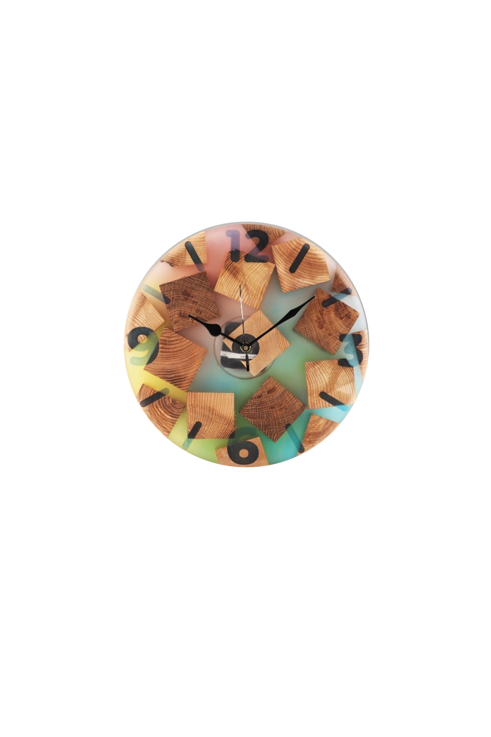 Pearl Green Resin Wall Clock – Wood Oak Elegance with a Modern Touch