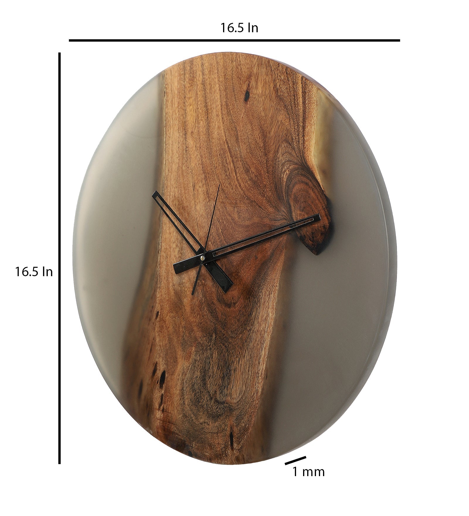 Tinted Grey Resin Wall Clock – Acacia Wood Masterpiece with Modern Charm