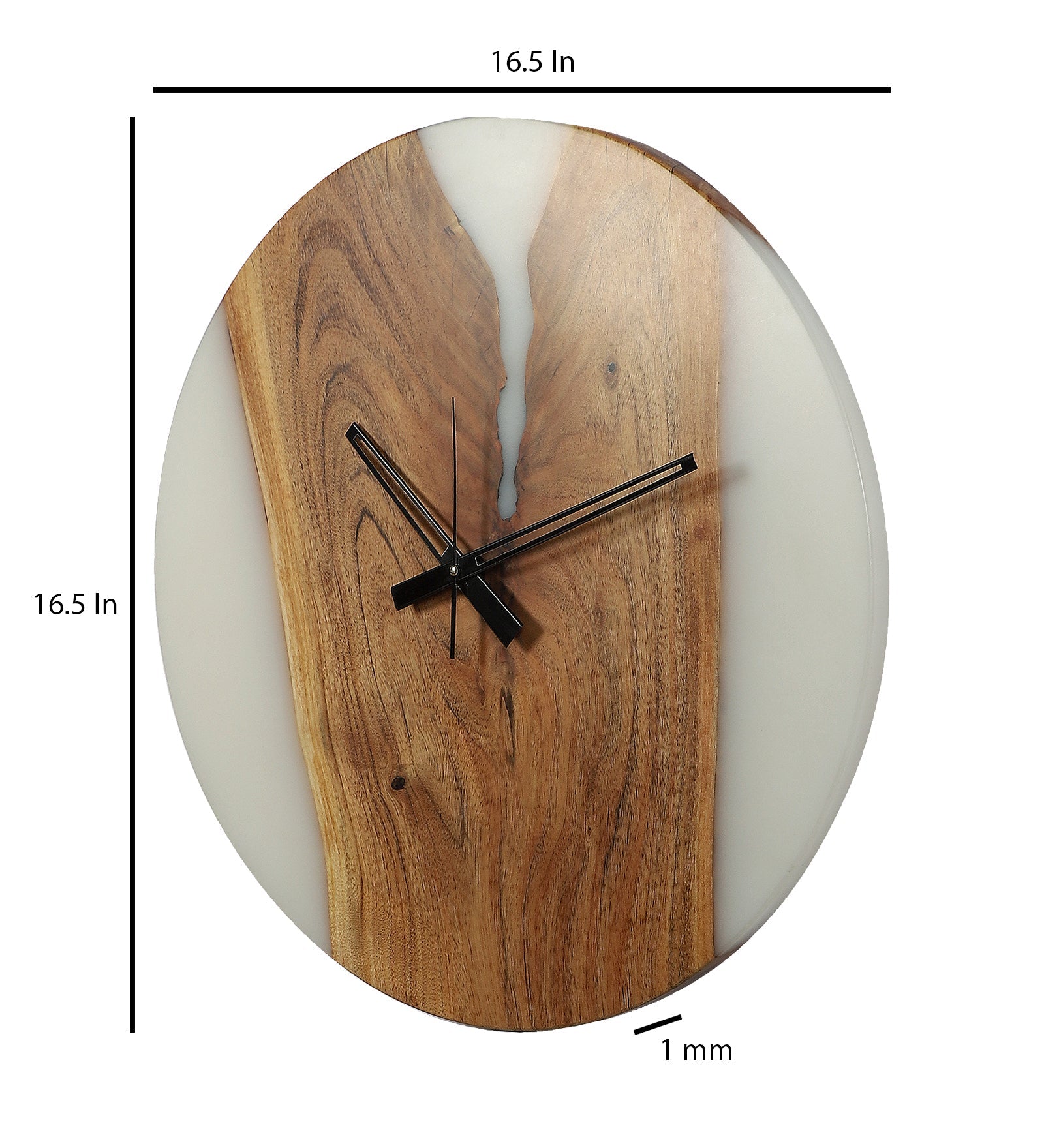 White Resin Wall Clock – Acacia Wood Elegance with a Modern Touch