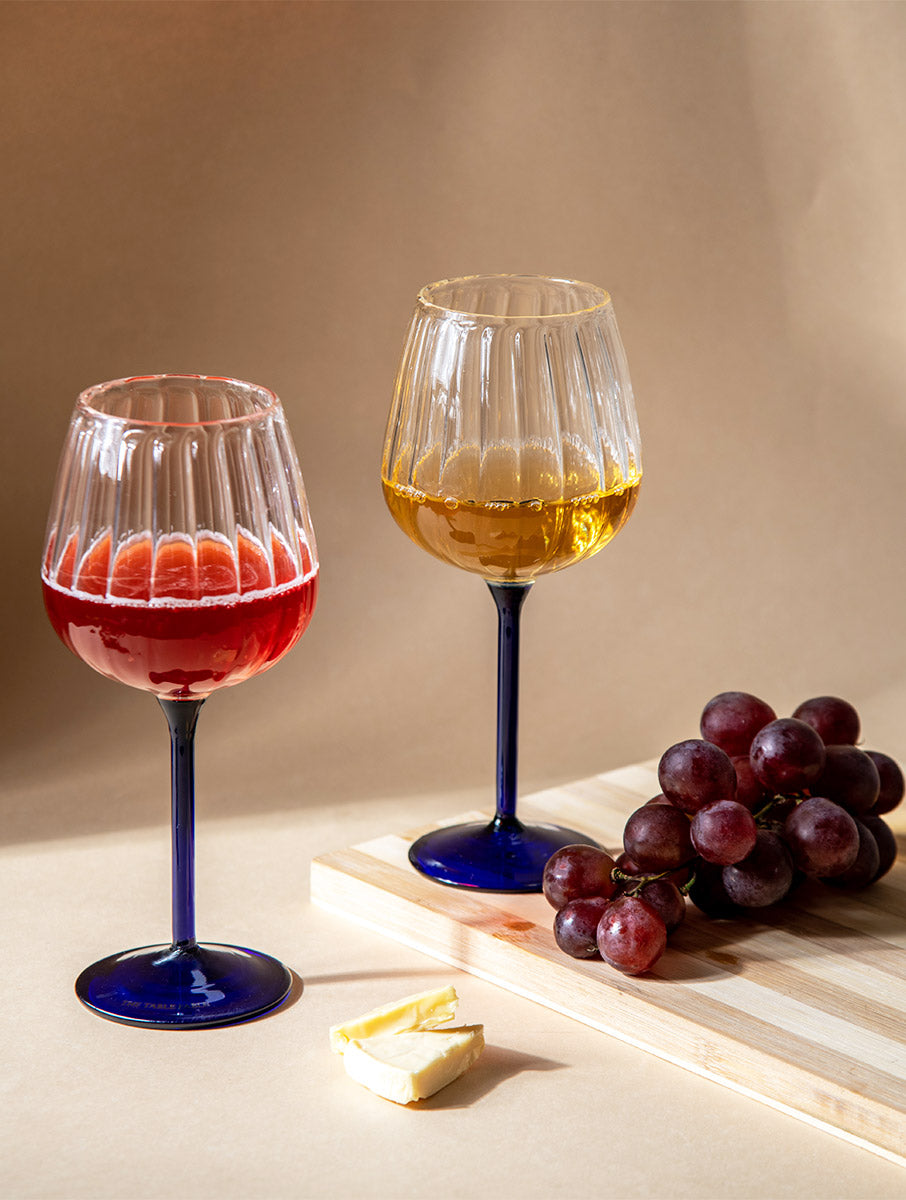 Ribbed Goblet Wine Glass Gift Box - Blue Stem