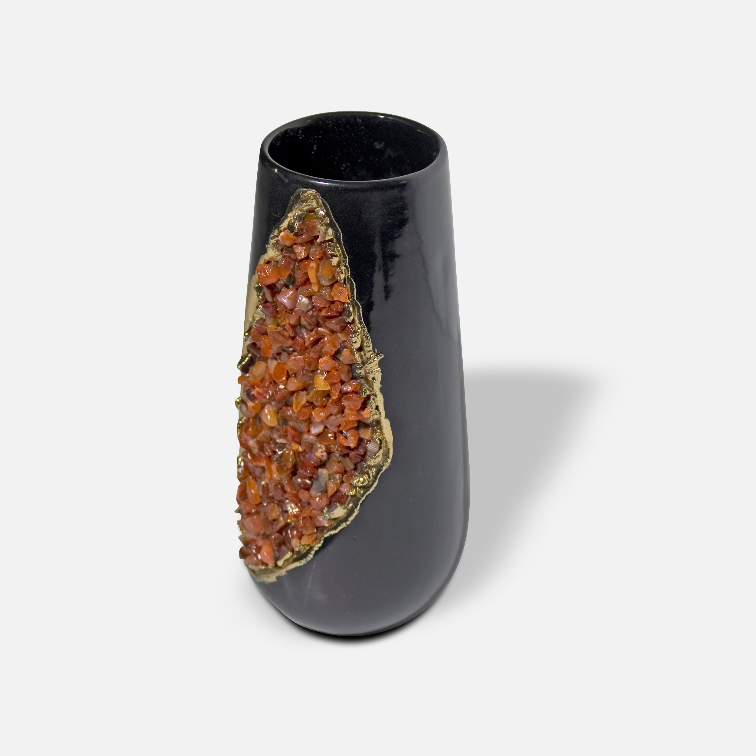 REGAN - BRASS CERAMIC STONE VASE