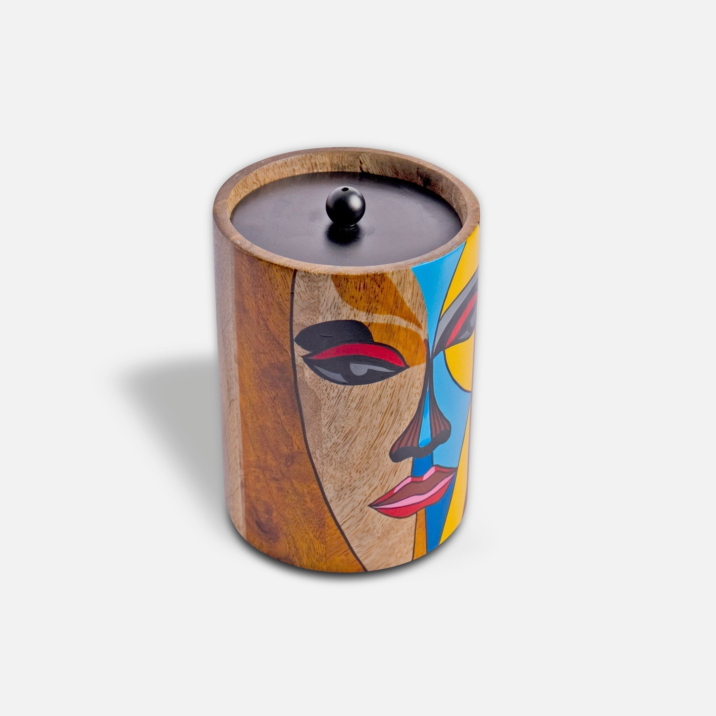 CLEO - WOODEN FACE PAINTED JAR
