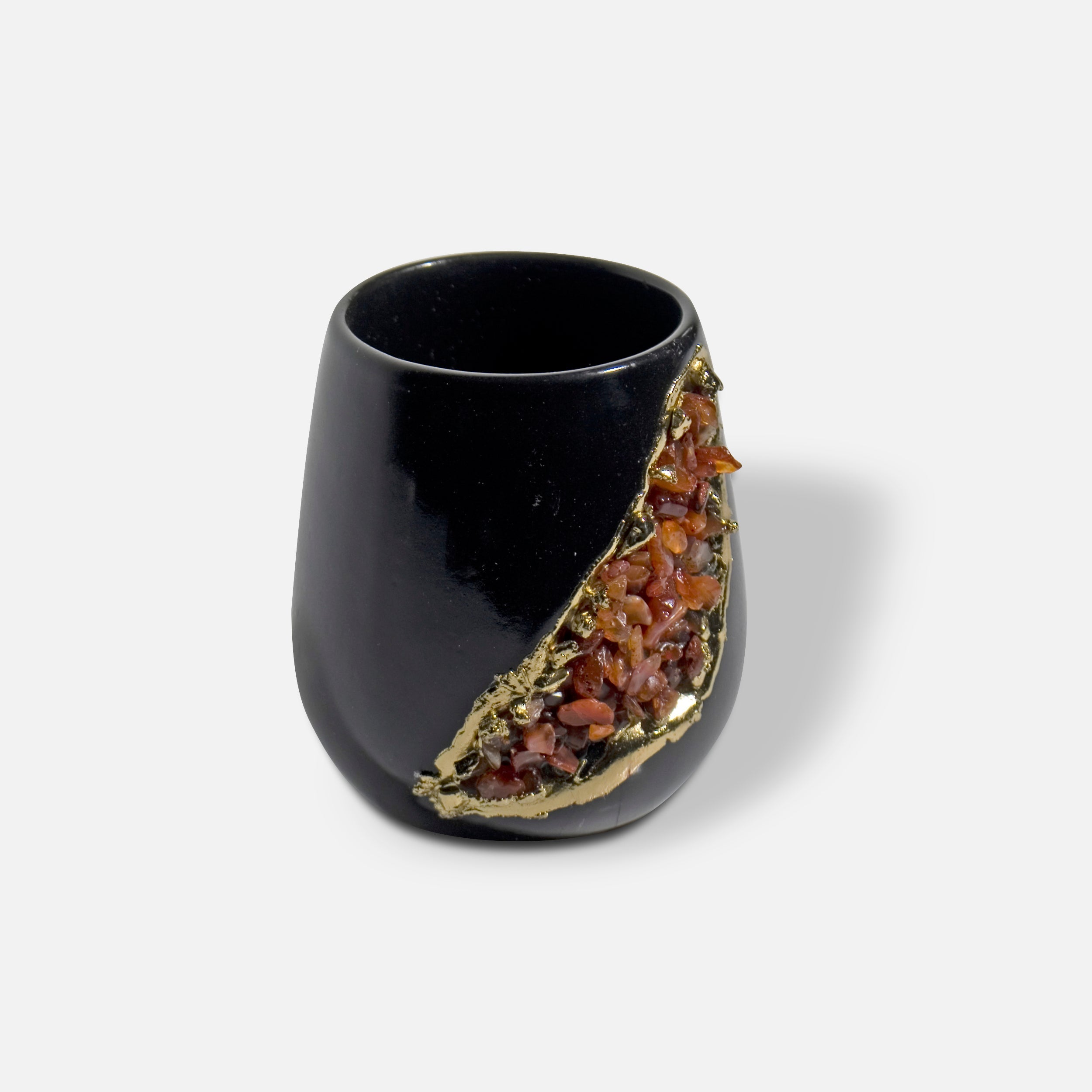 REGAN - BRASS CERAMIC STONE VASE