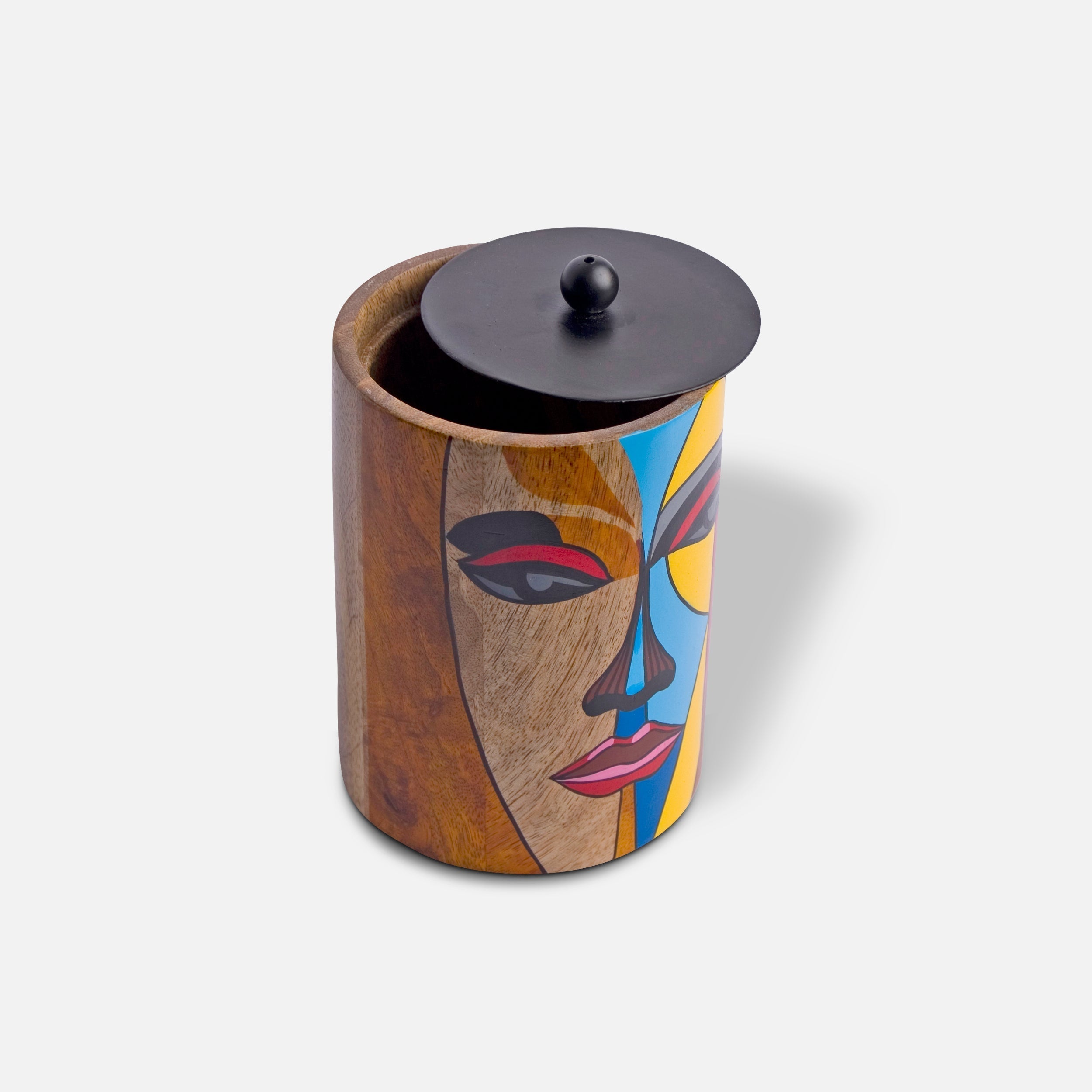 CLEO - WOODEN FACE PAINTED JAR