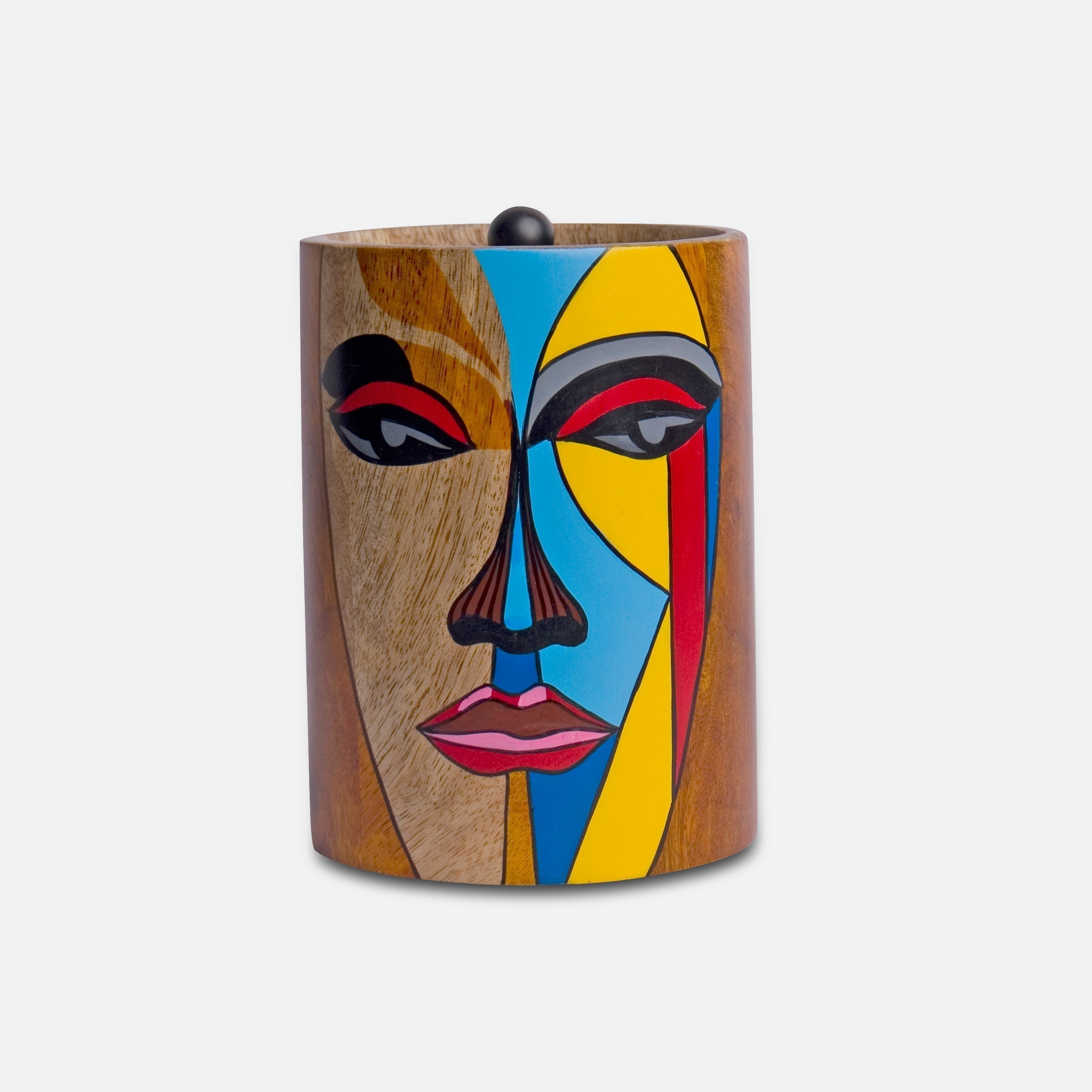 CLEO - WOODEN FACE PAINTED JAR