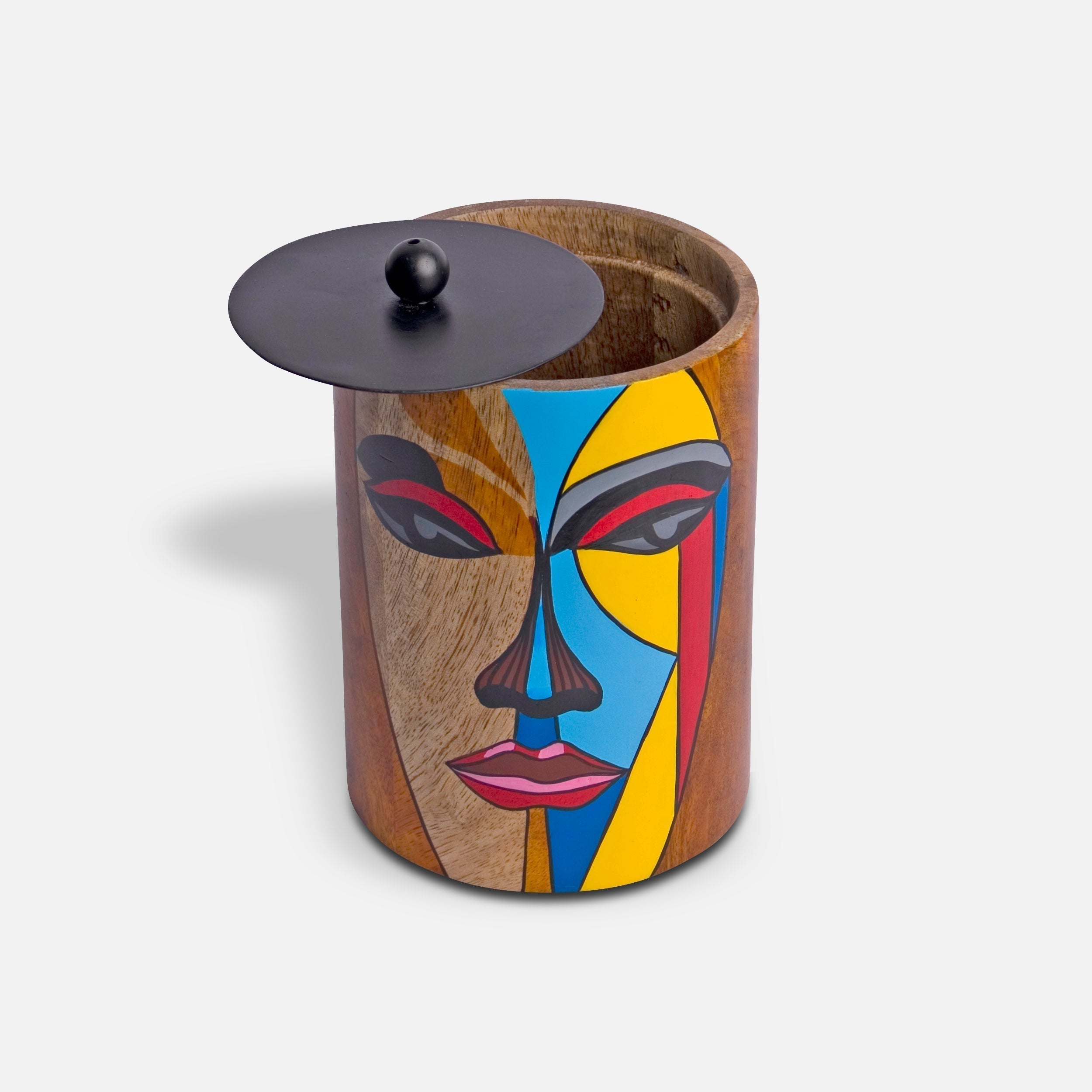 CLEO - WOODEN FACE PAINTED JAR