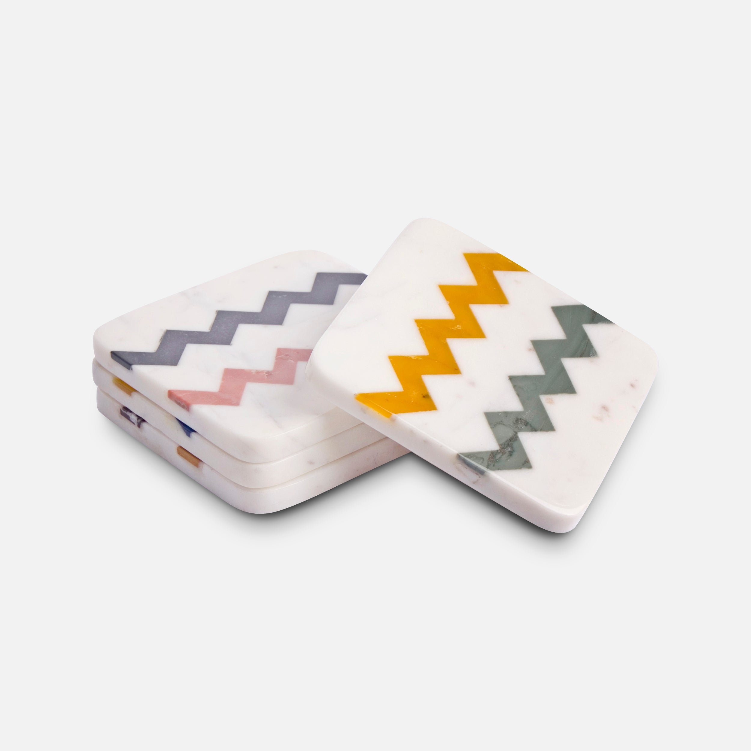 ANNA SPRITZ - IVORY MUTI MARBLE COASTER