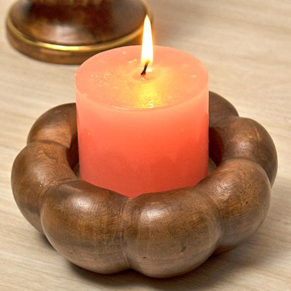 PUMPKIN - WOODEN CANDLE HOLDER