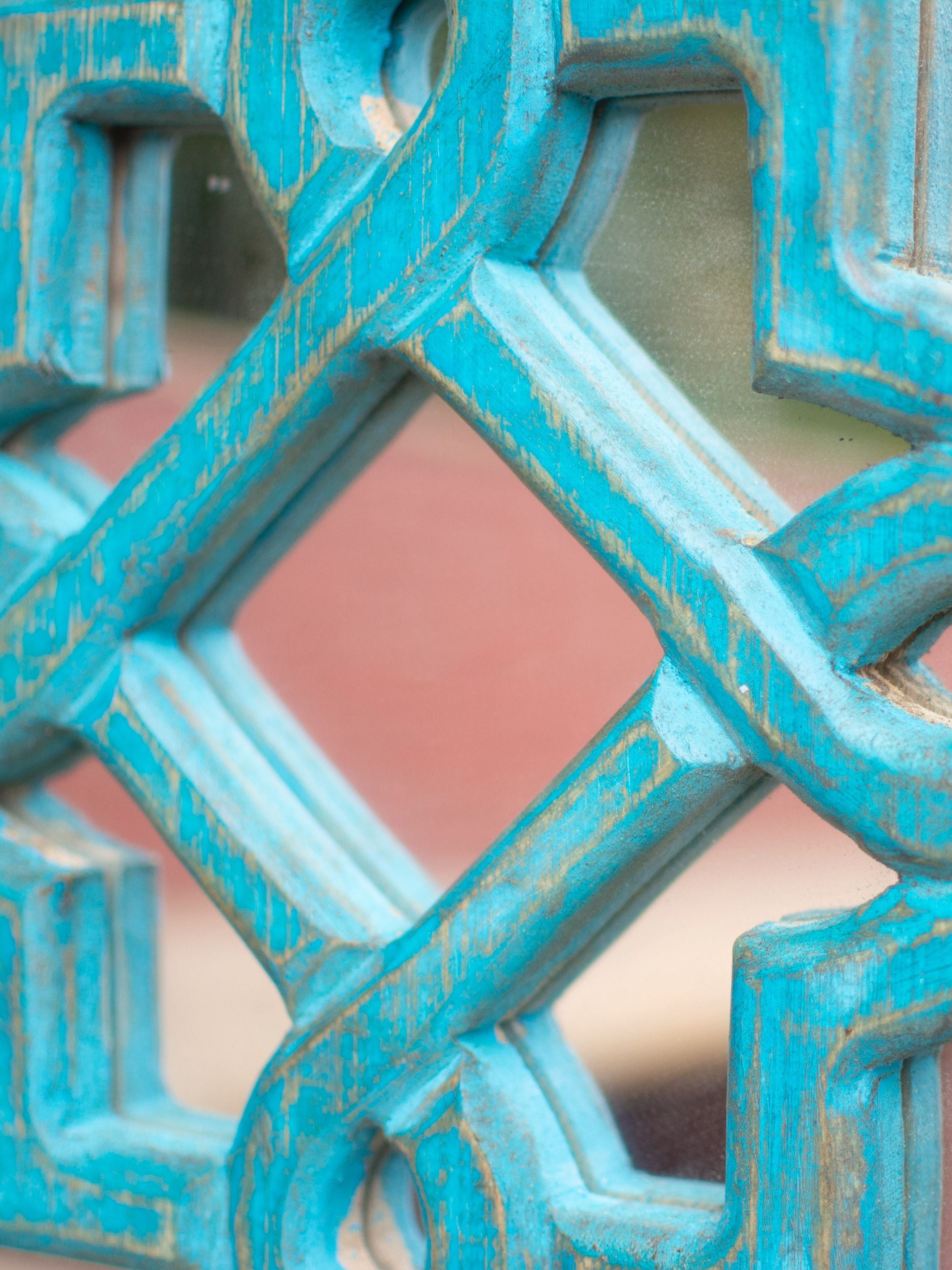 Aasma Wooden Decorative Wall Mirror Blue