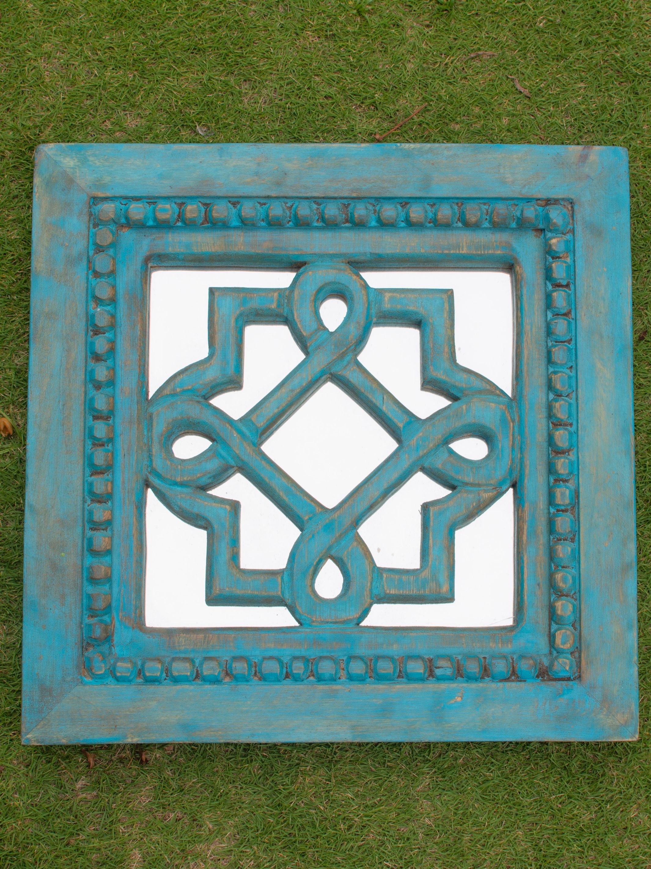 Aasma Wooden Decorative Wall Mirror Blue