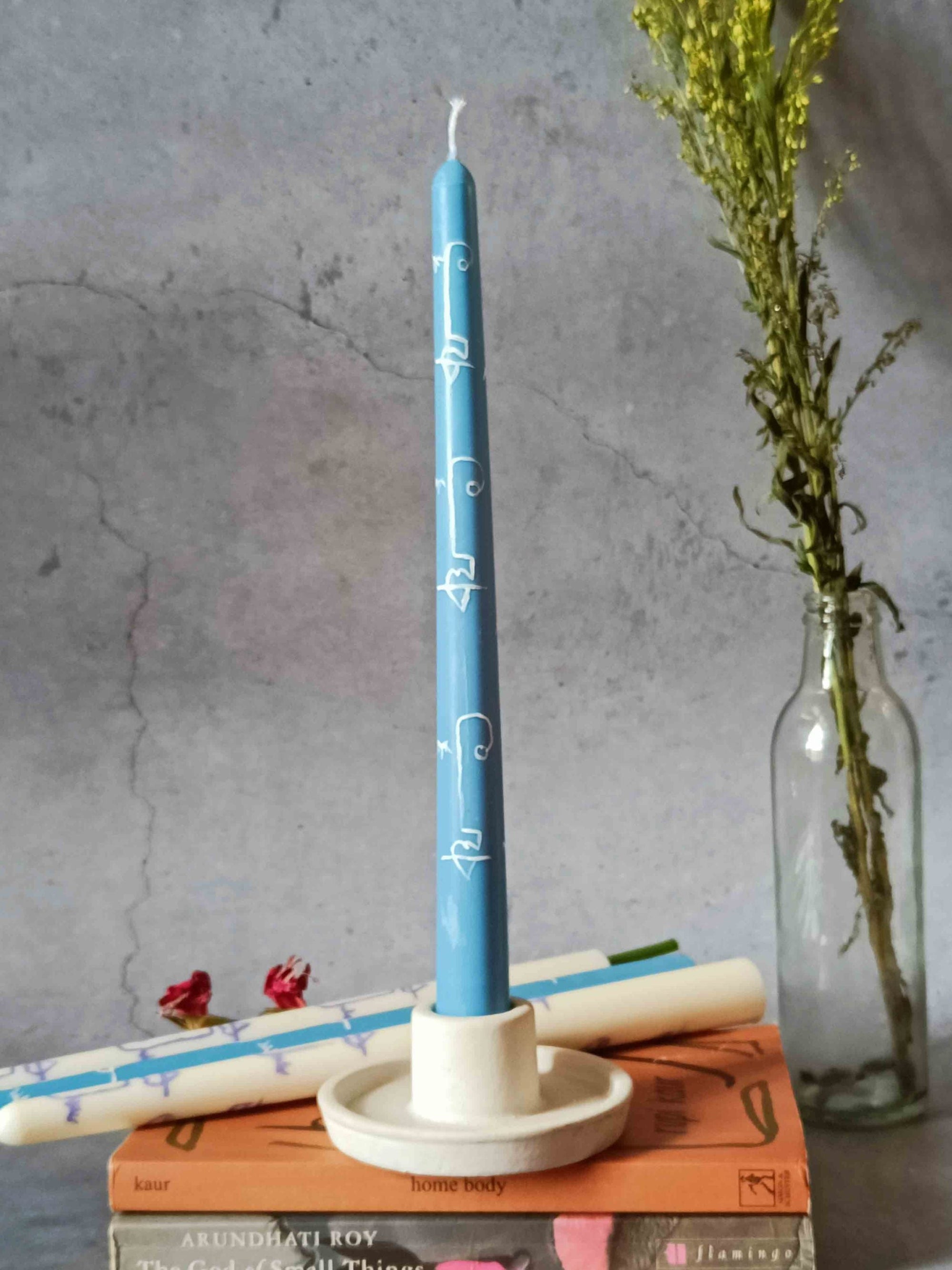 Tapered Candles Set Of 4 - Hand Painted Abstract Faces