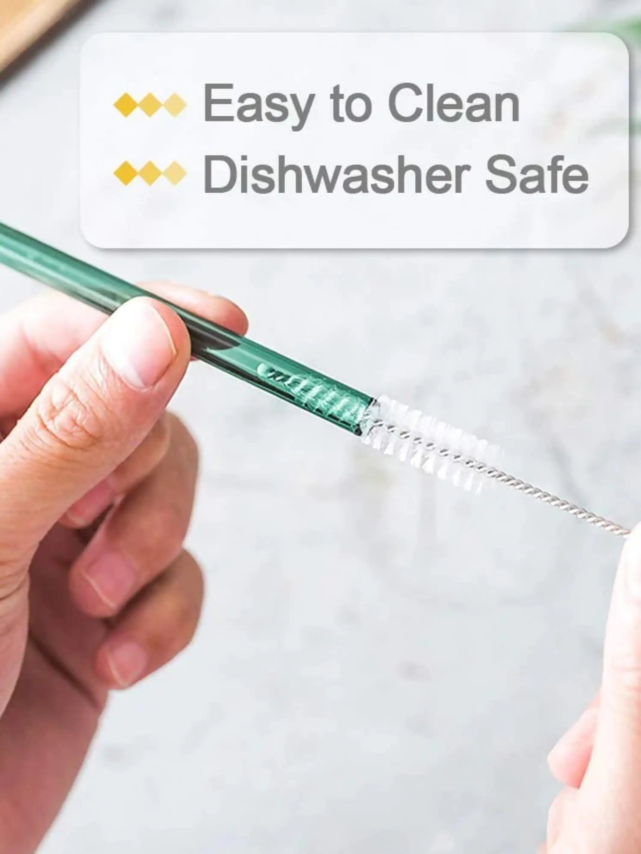 Lady Bug Collection (Teal Green) Glass Straws -Set of 2