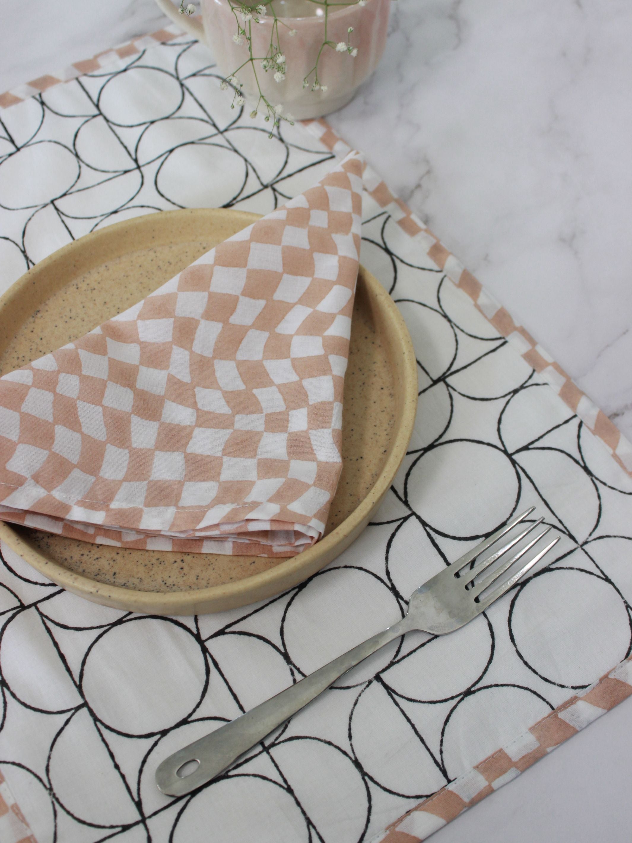 Table Linens Set of 2 - Art Deco Style