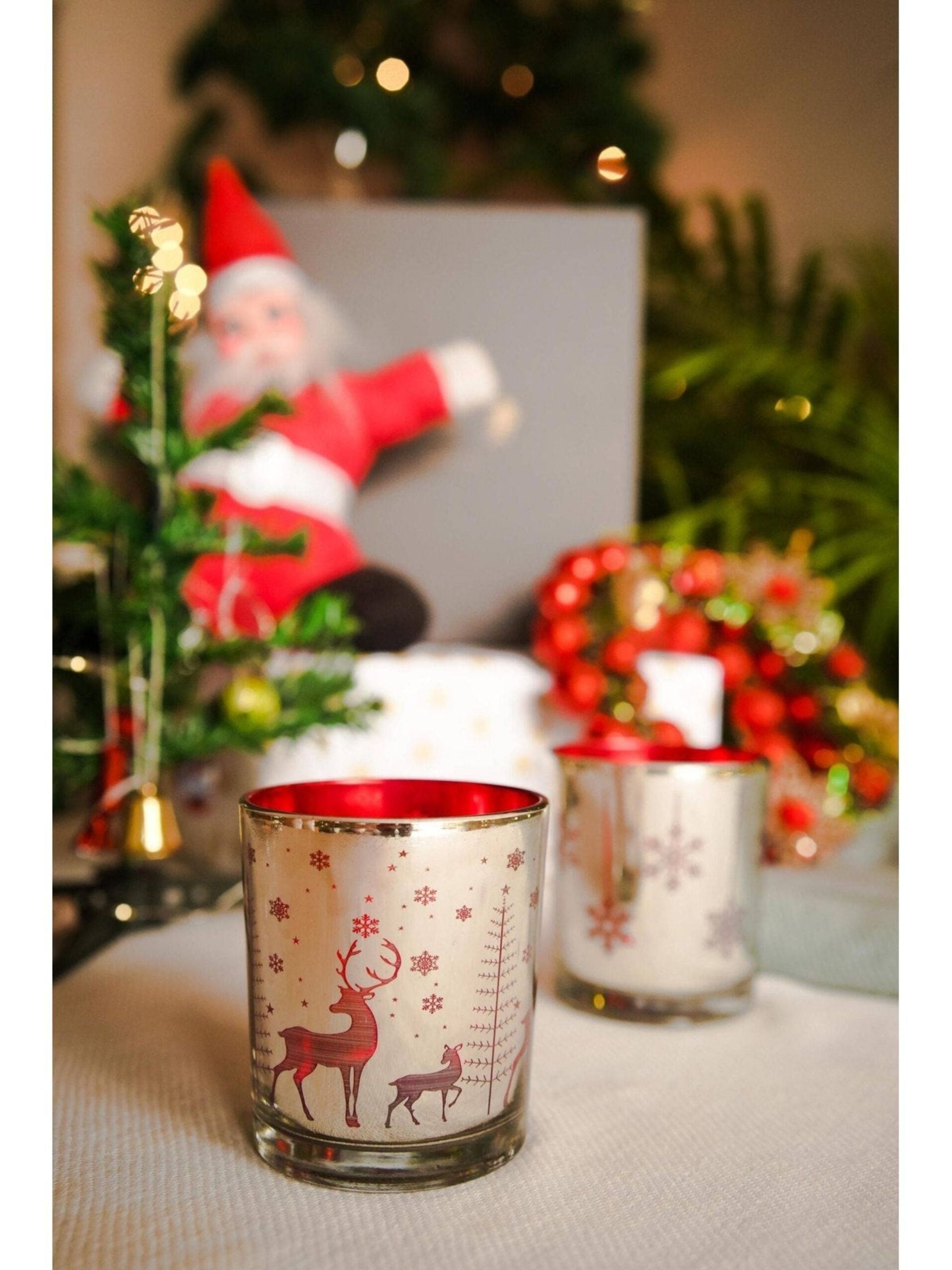 Mercury Red Tea light candle holder set