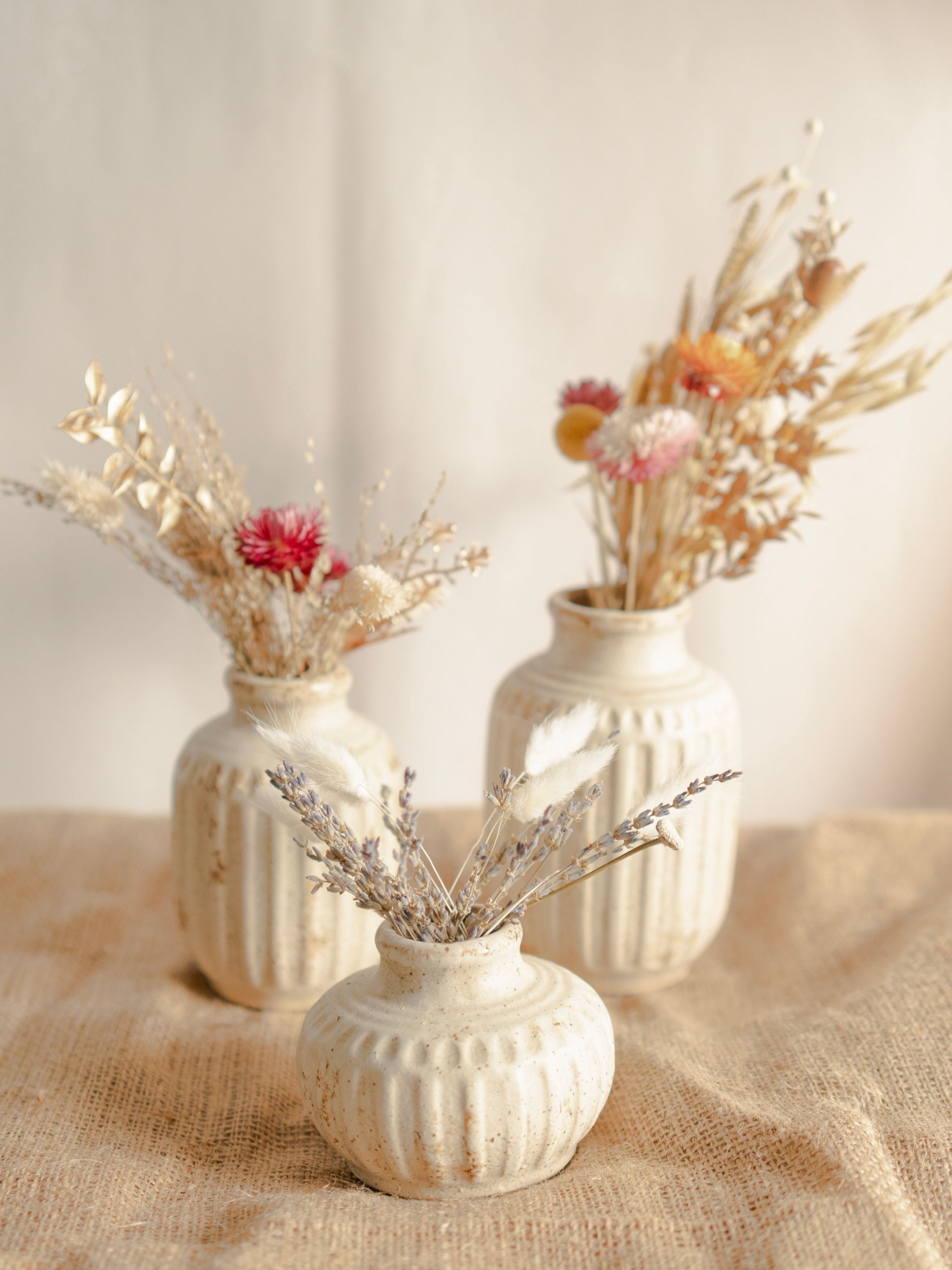 The Rustic Pottery family-Set of 3 with bunch