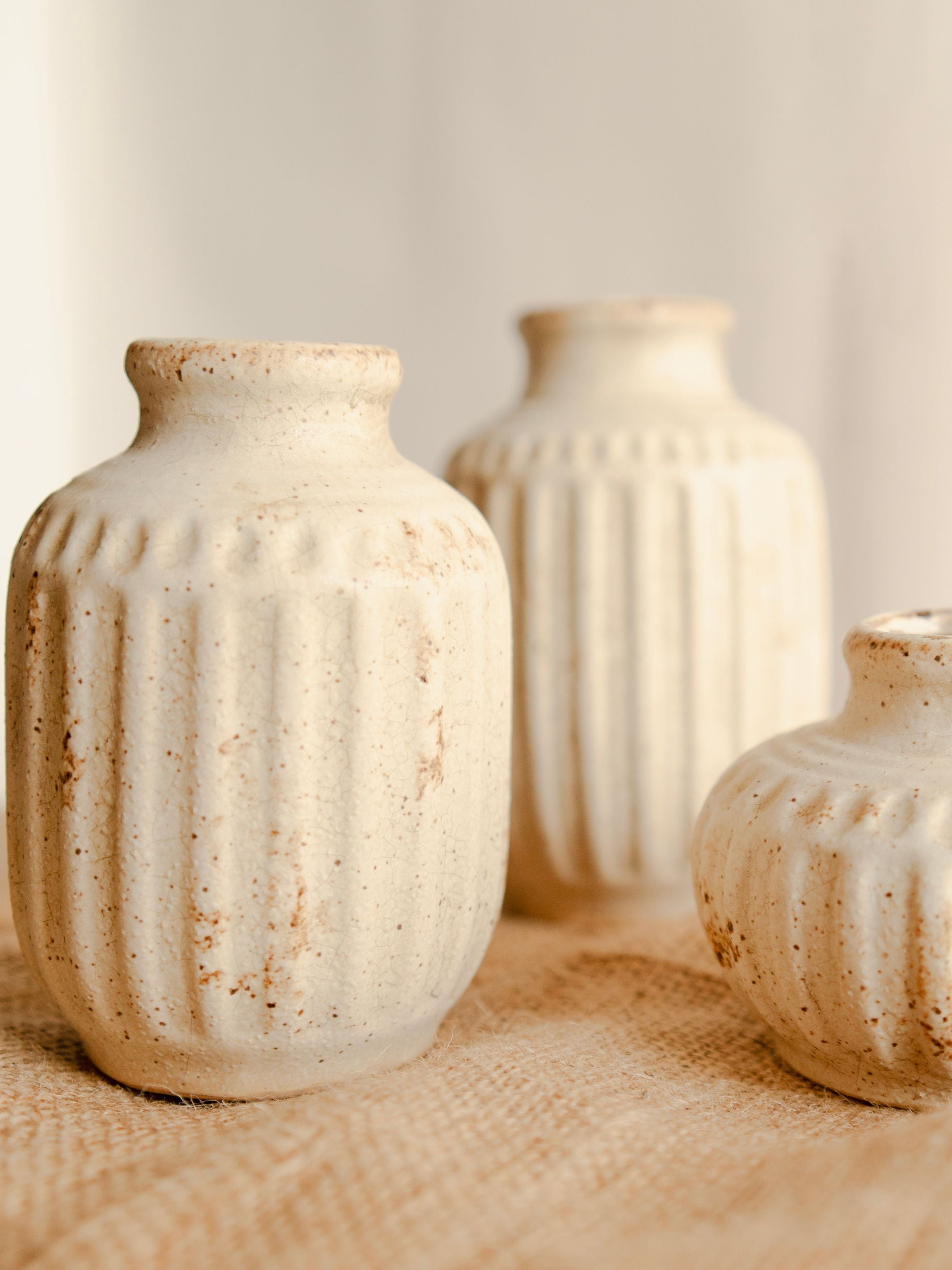 The Rustic Pottery family-Set of 3 with bunch