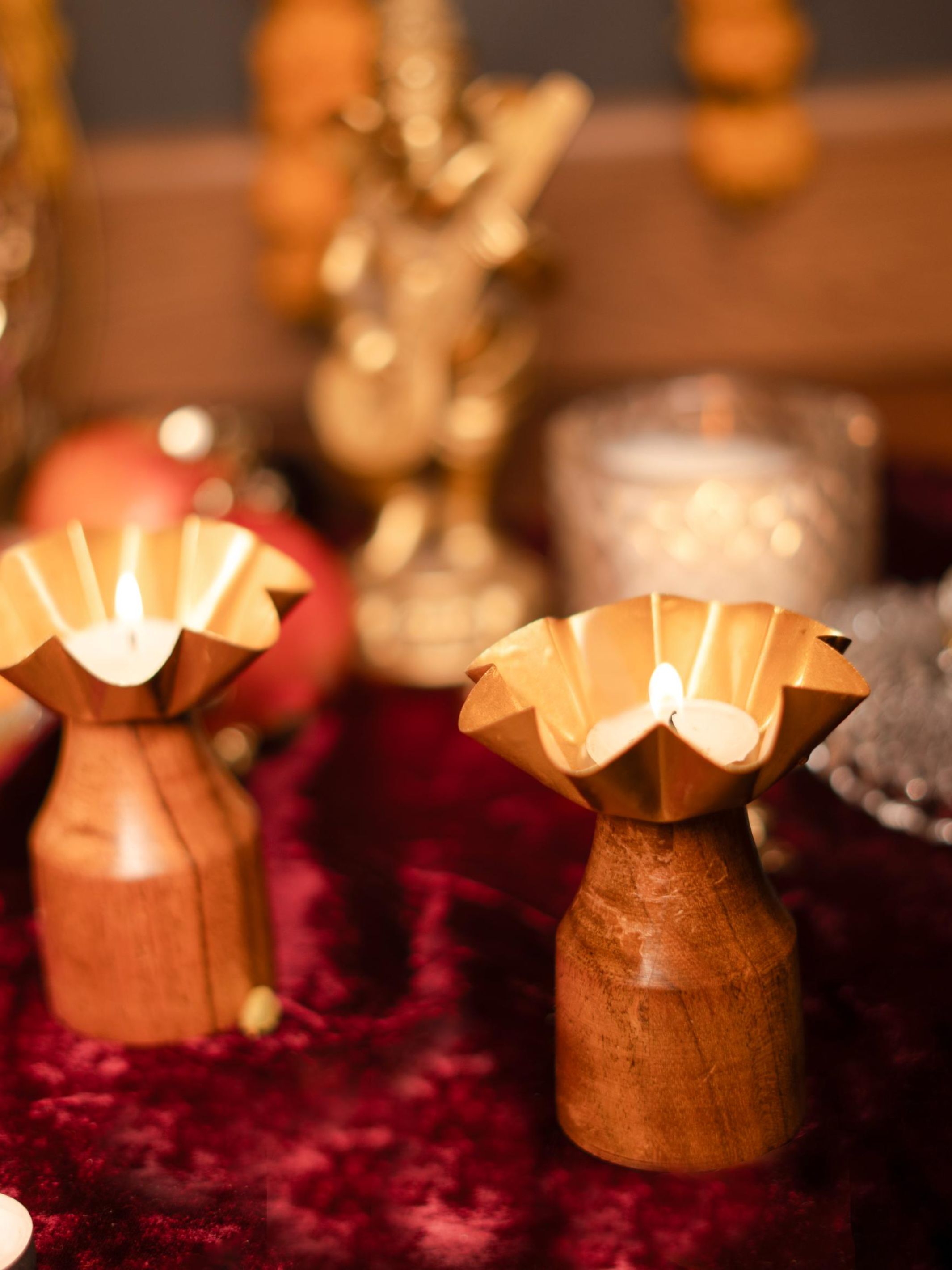 Rustic bloom tealight holder - set of 2